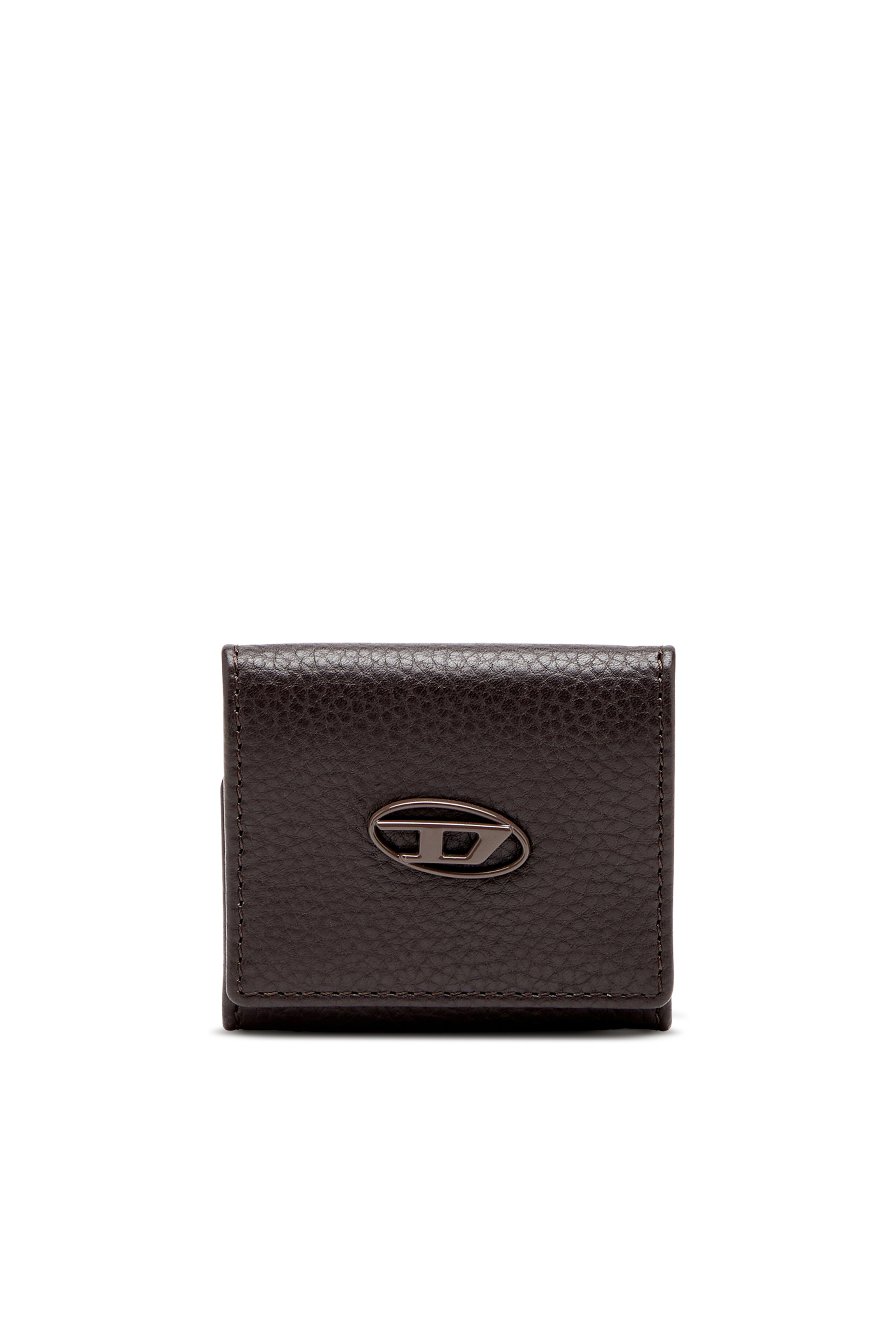 Diesel - HISSU EVO COIN CASE, Man's Coin purse in grainy leather in Dark Brown - 1