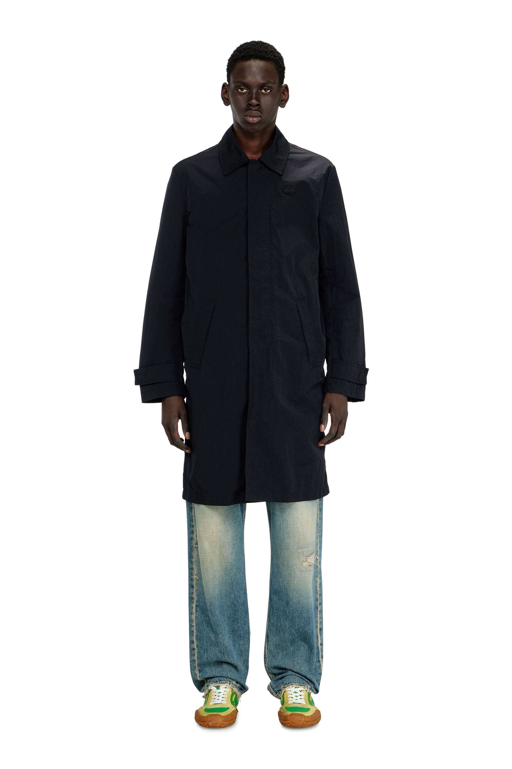 Diesel - J-BURHAT, Man's Nylon coat with shiny crinkle finish in Black - 2