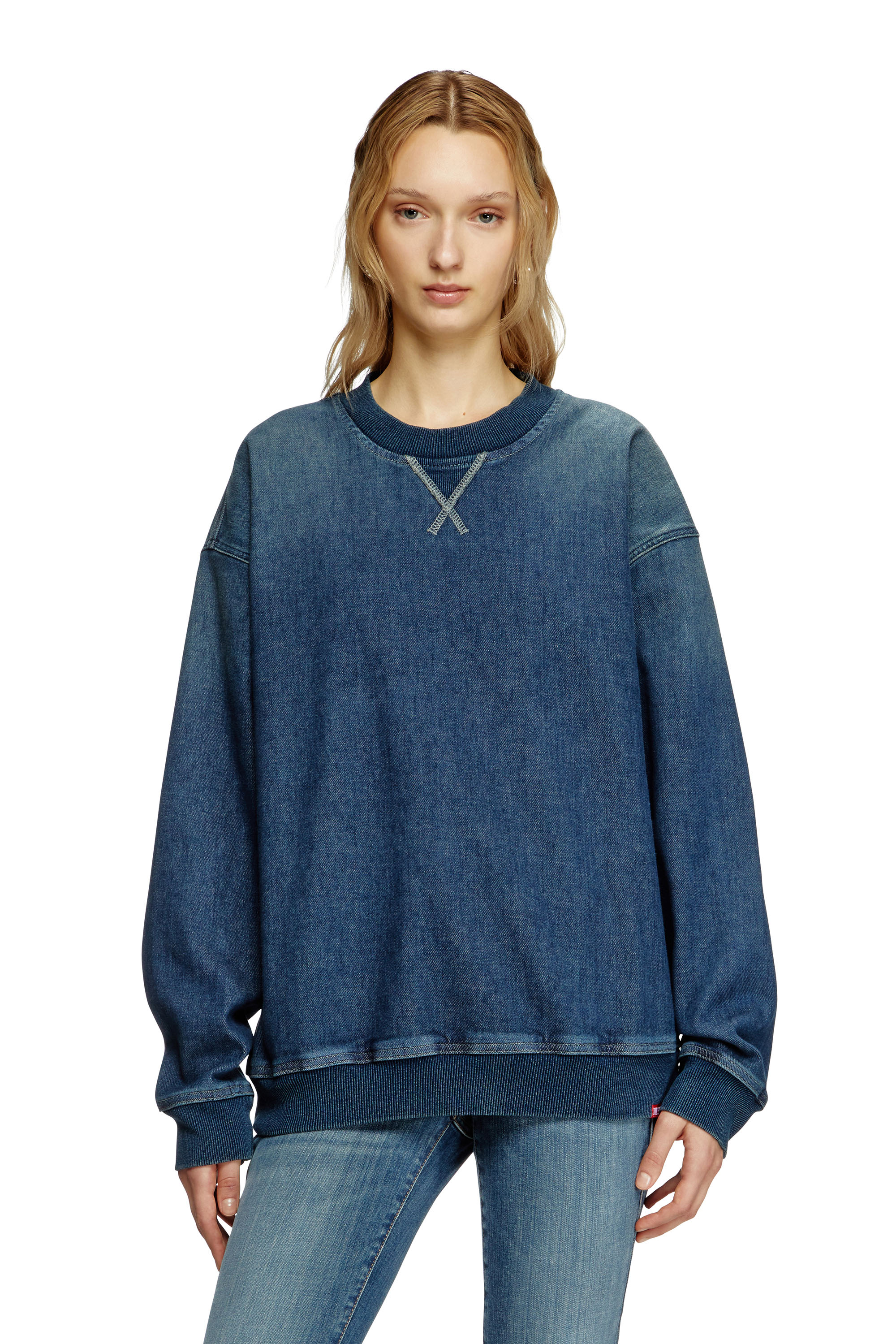 Diesel - D-KRIBY-S TRACK, Unisex's Sweatshirt in Track Denim in Medium blue - 5