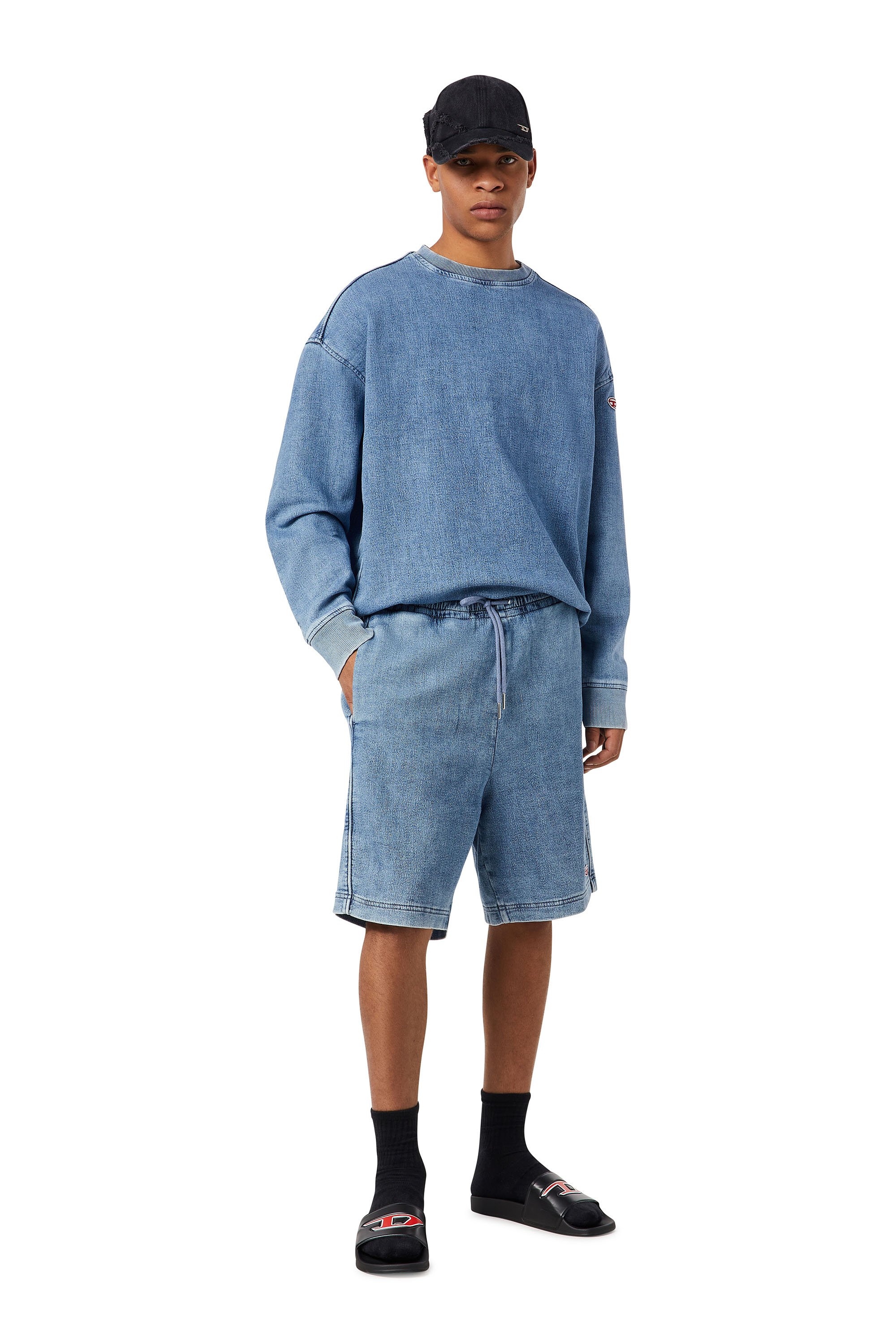 Diesel - D-BOXY TRACK DENIM SHORTS, Light Blue - Image 2
