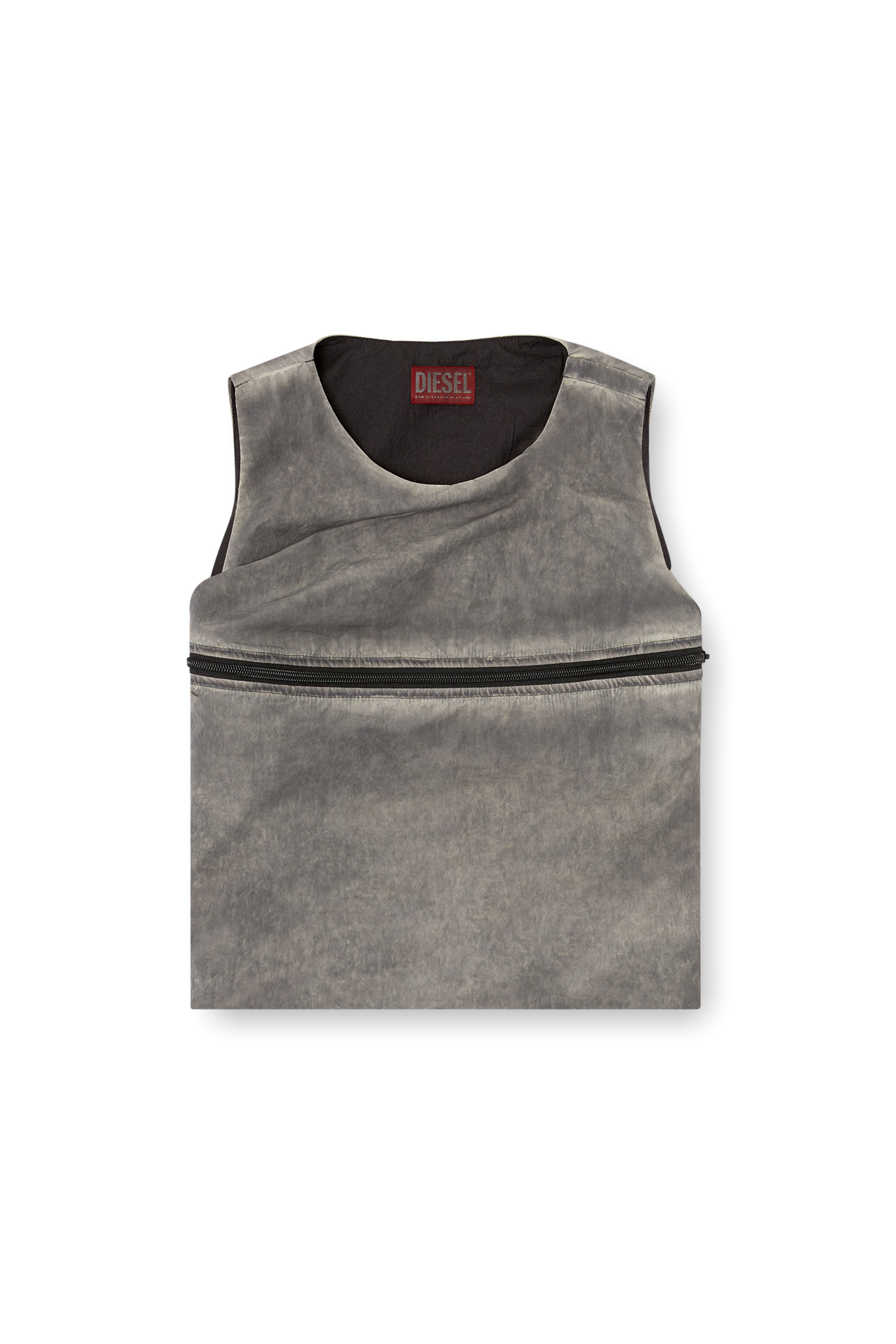 Diesel - T-ORIGIN, Woman's Bubble top with utility pocket in Grey - 3