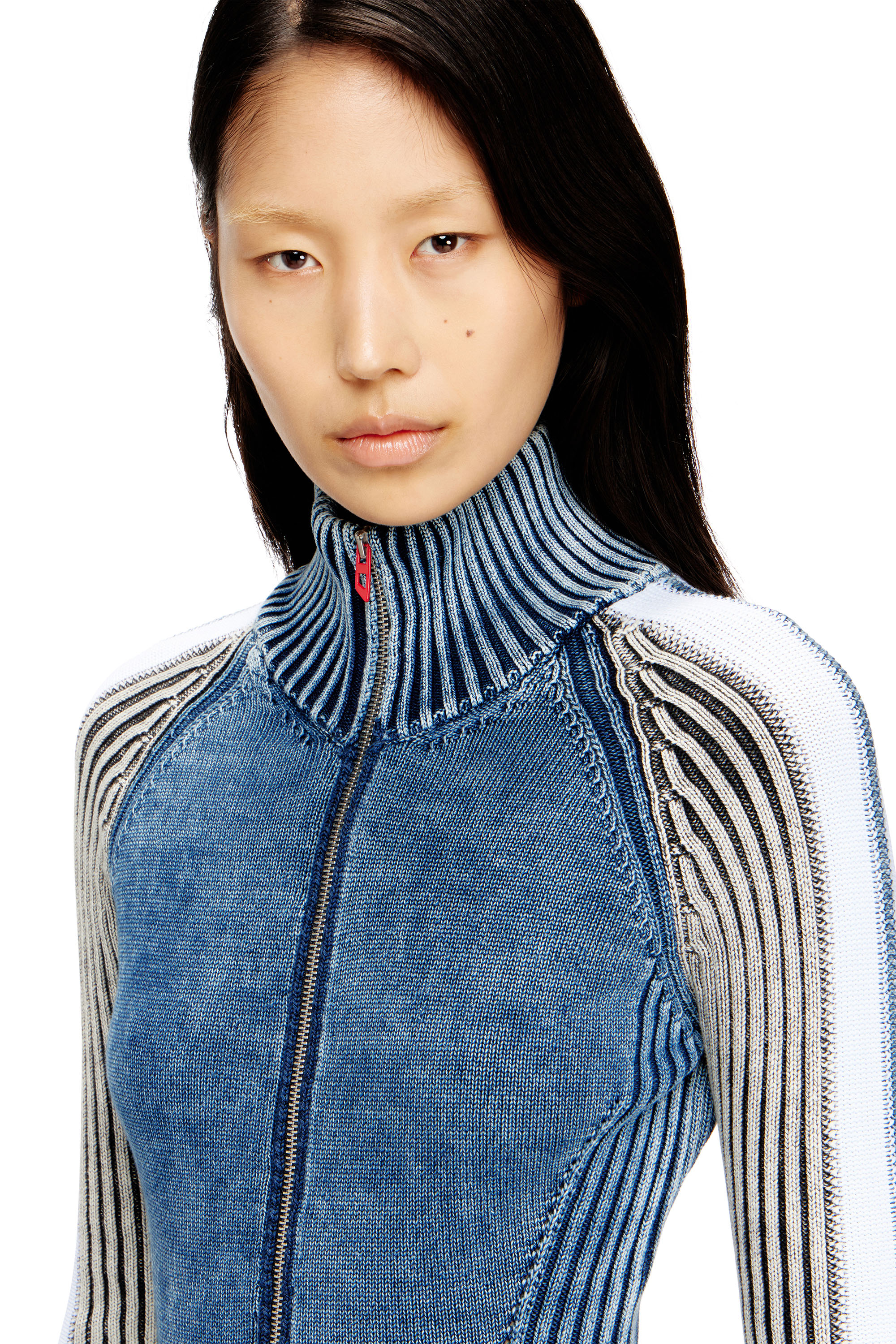 Diesel - M-ESTELLE, Woman's Turtleneck short dress in indigo knit in Blue - 4