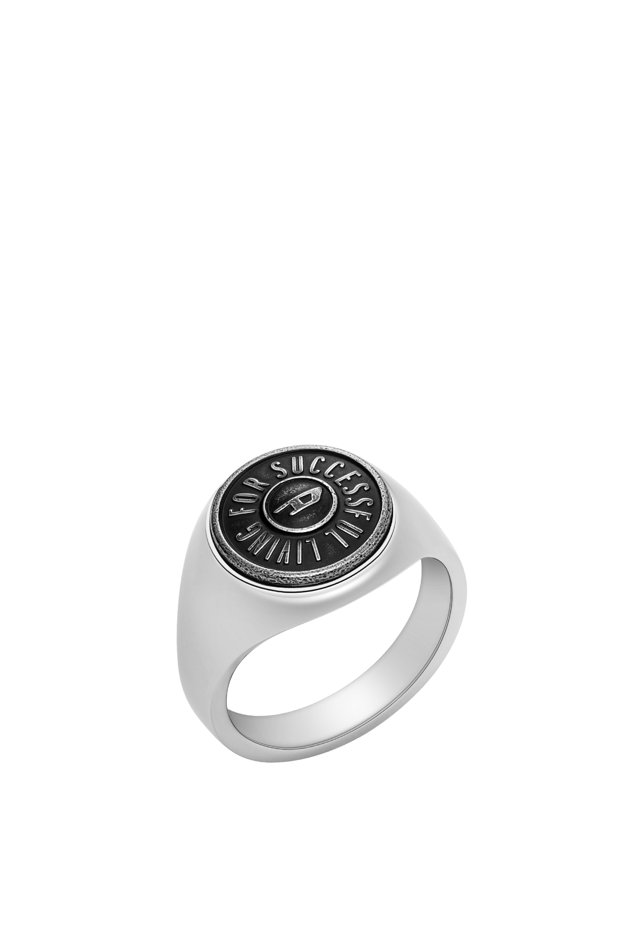 Diesel - DX1463, Man's Stainless steel signet ring in Silver/Black - 1