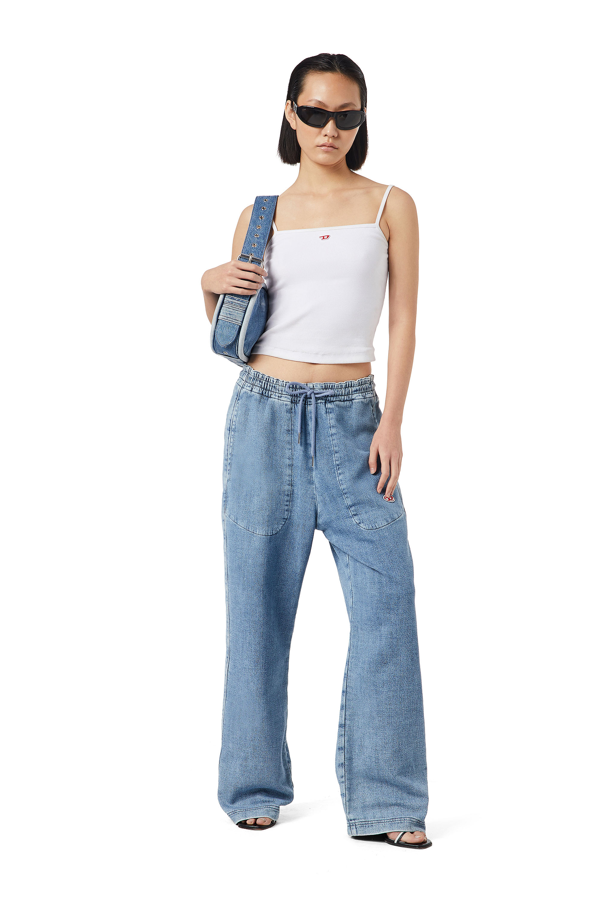 Diesel - D-Martians Track Denim 09D01 Straight, Light Blue - Image 5