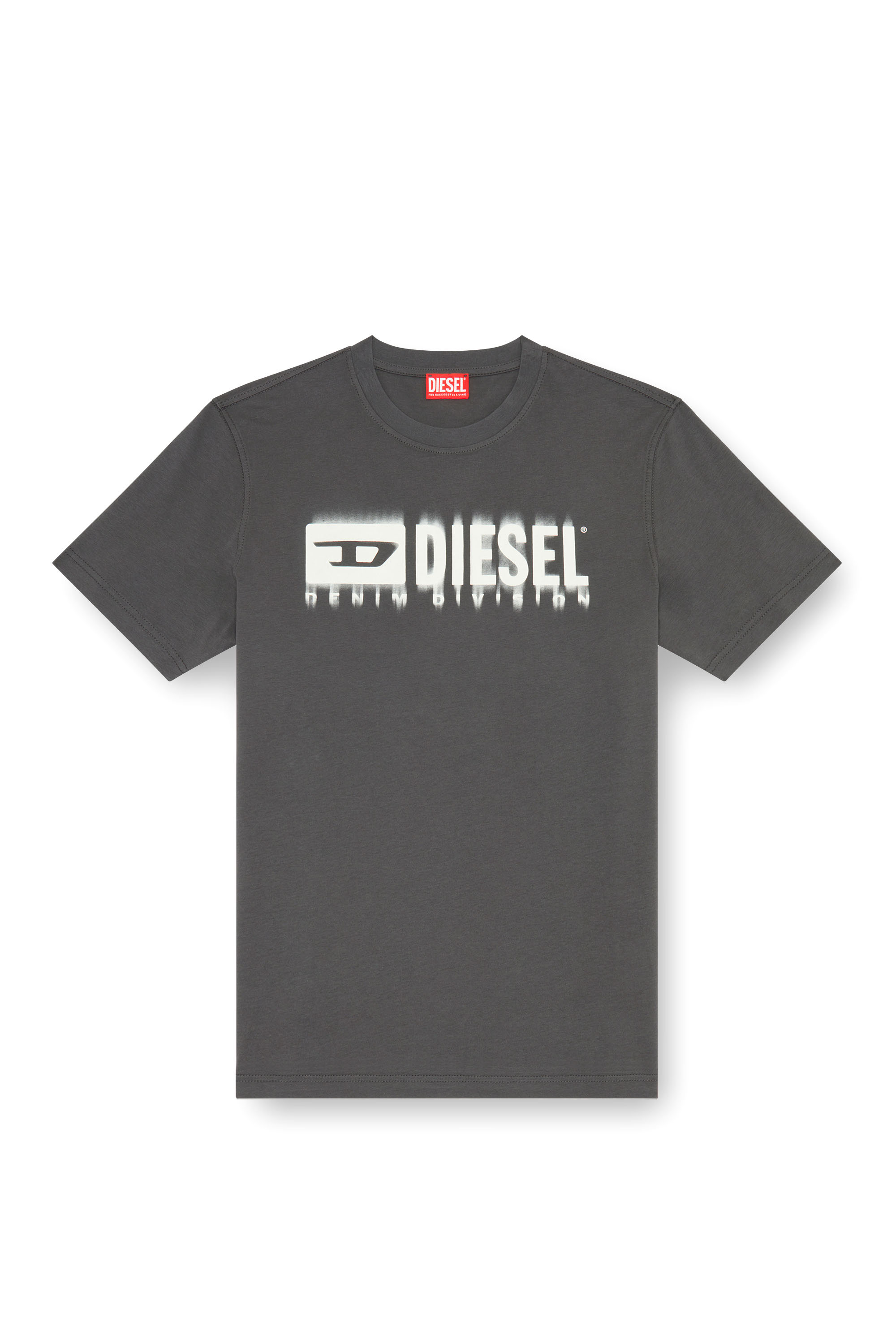 Diesel - T-ADJUST-Q7, Man's T-shirt with blurry Diesel logo in Dark grey - 3