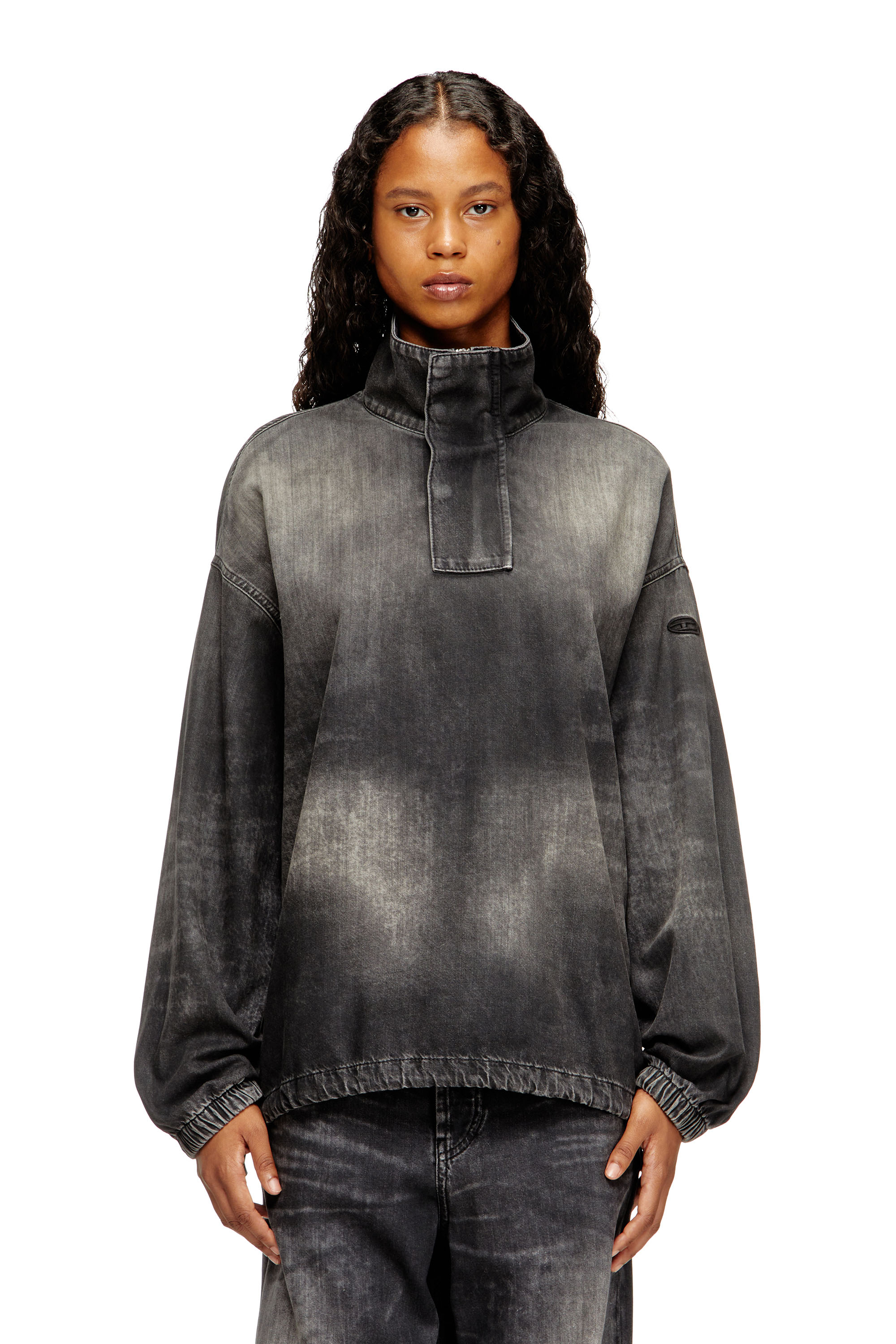 Diesel - D-FLOW-S3, Unisex's Denim top with mock neck in Black - 1