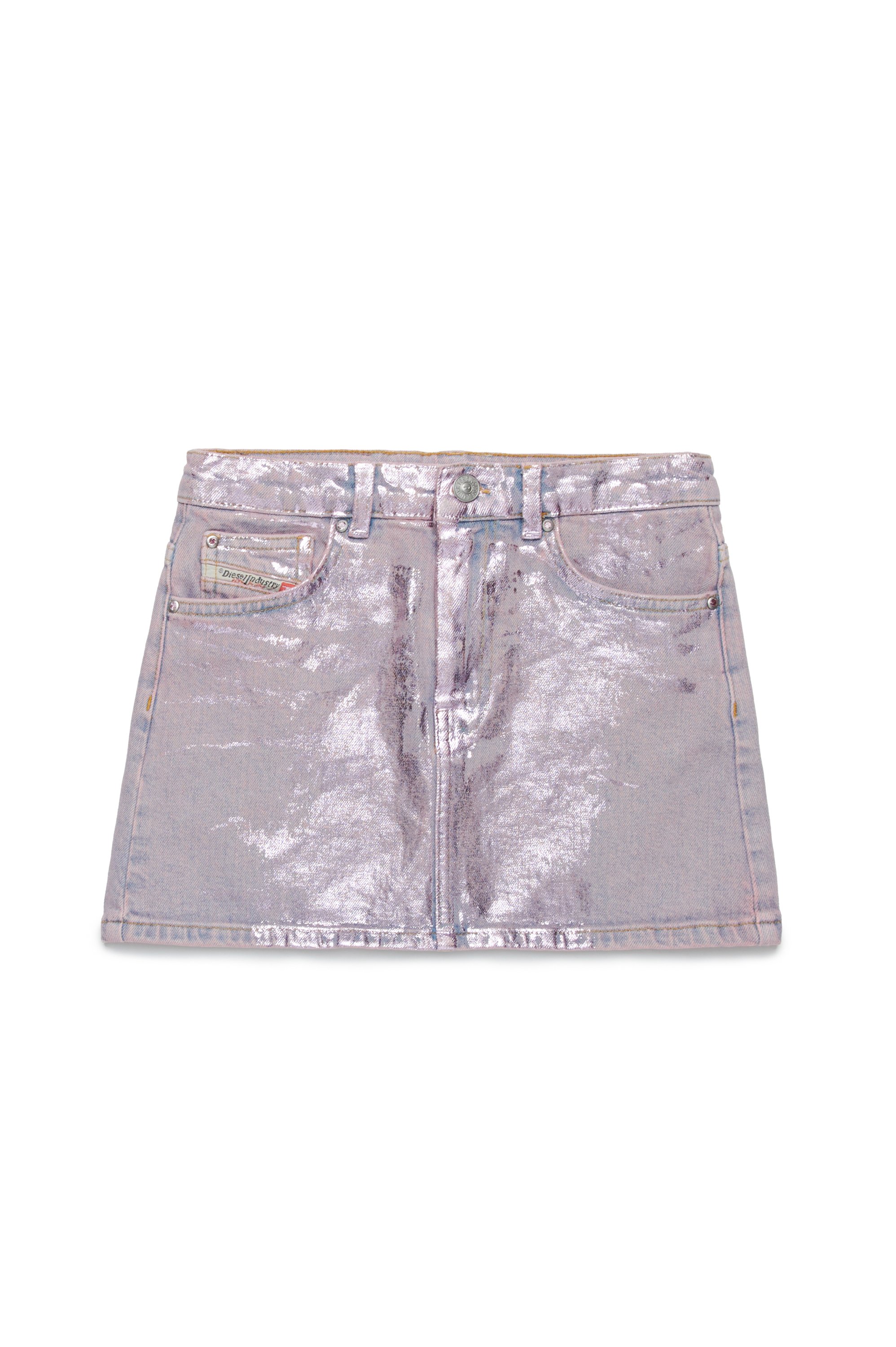 Diesel - GIANNA, Woman's Short skirt in metallic denim in Lilac - 1