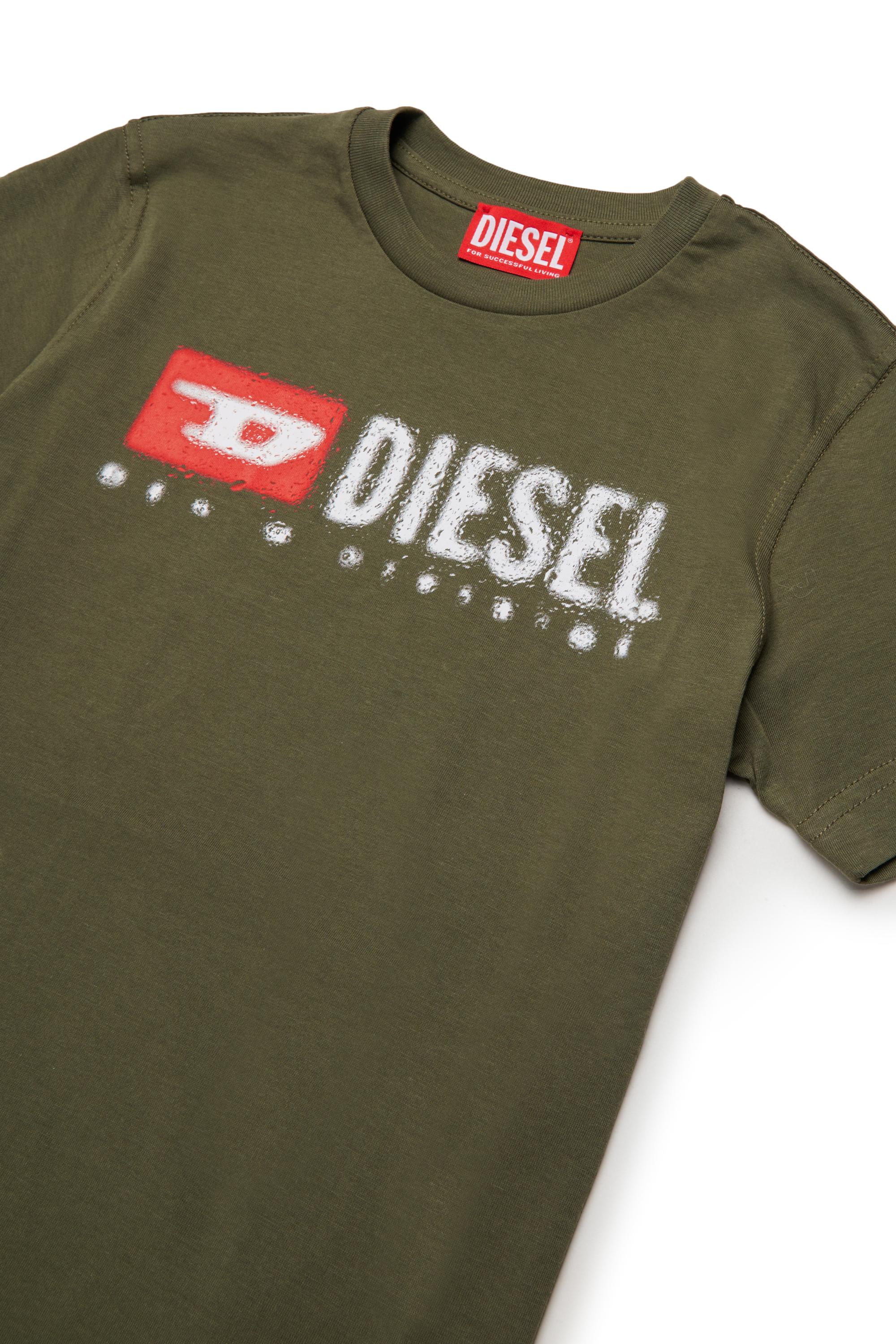 Diesel - TADJUSTK14, Man's Cotton T-shirt with printed logo in Military Green - 3