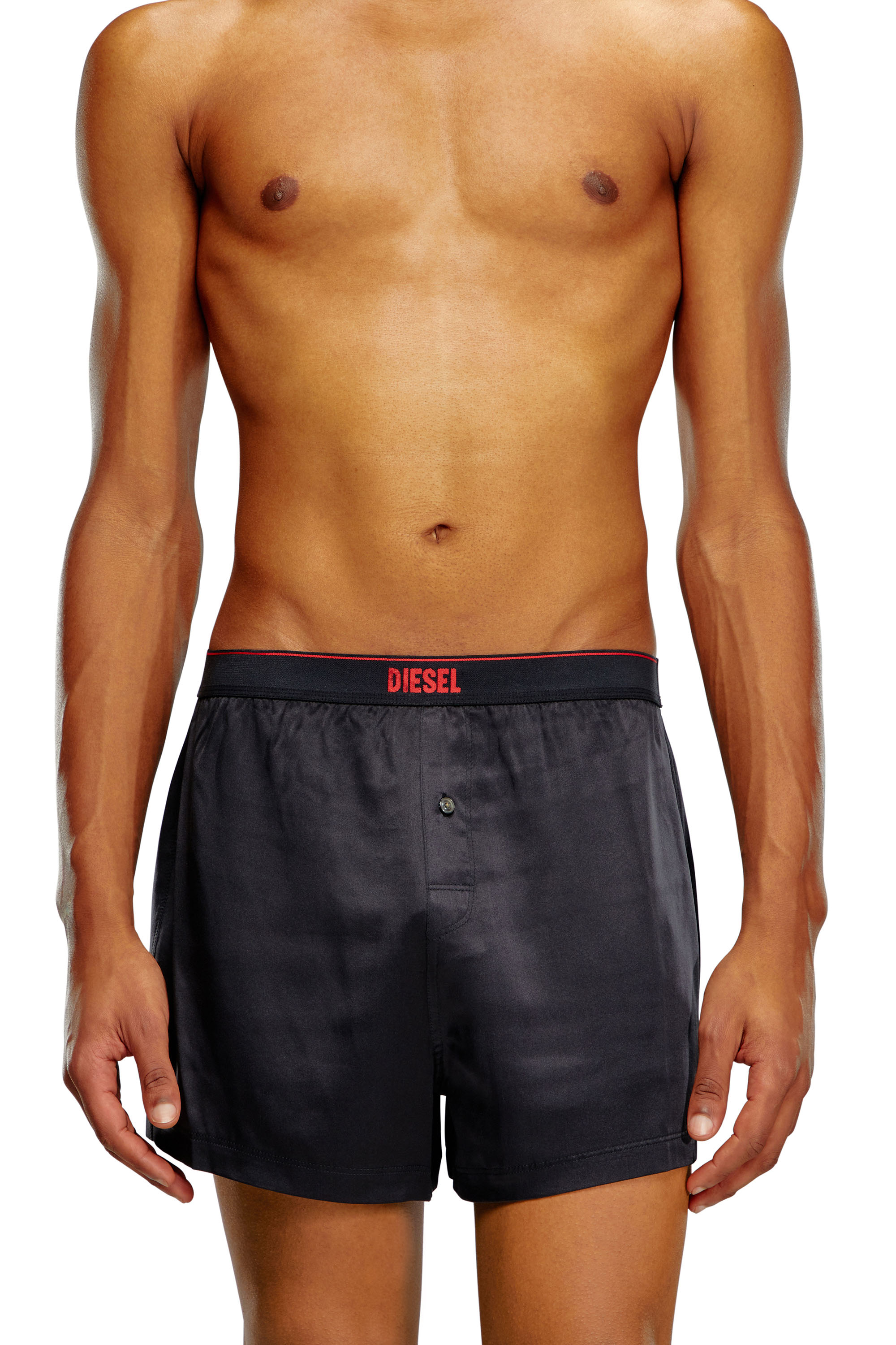 Diesel - UUBX-STARK-EL, Unisex Silk boxers with logo waist in Black - Image 2