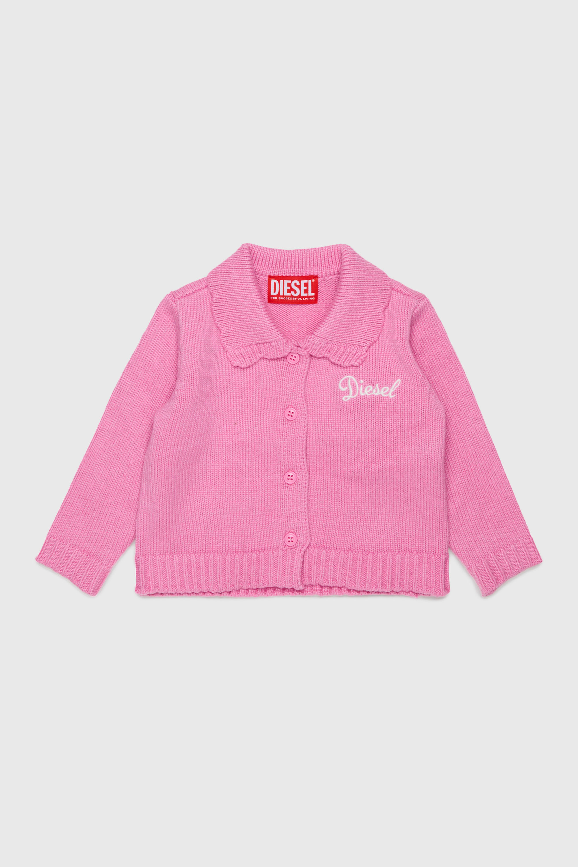 Diesel - KSCALOB, Woman's Cashmere-enriched cardigan with scalloped collar in Pink - 1