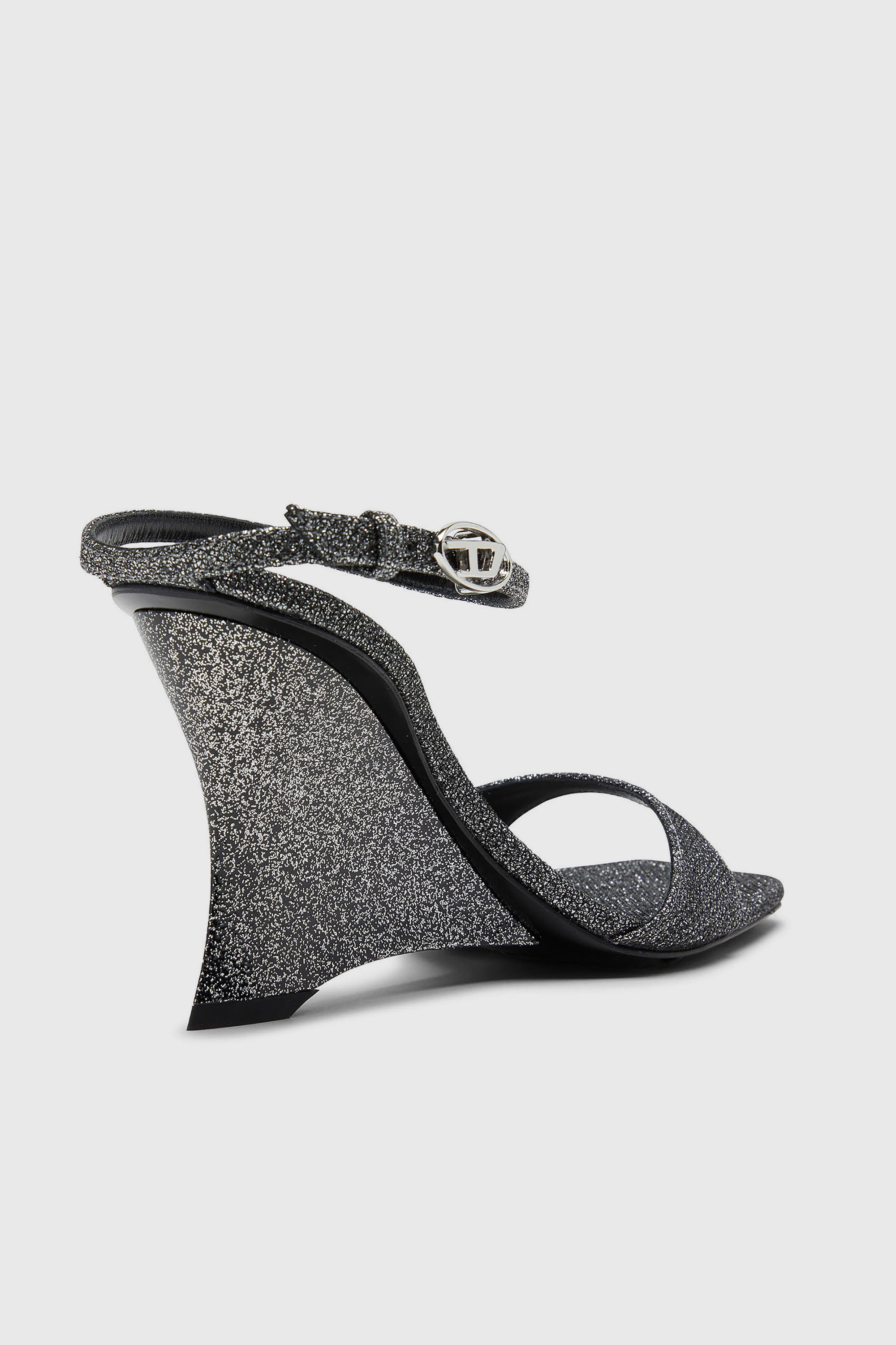 Diesel - D-AMBER SANDAL WEDGE, Woman's D-Amber-Wedge sandals in Lurex fabric in Silver - 6