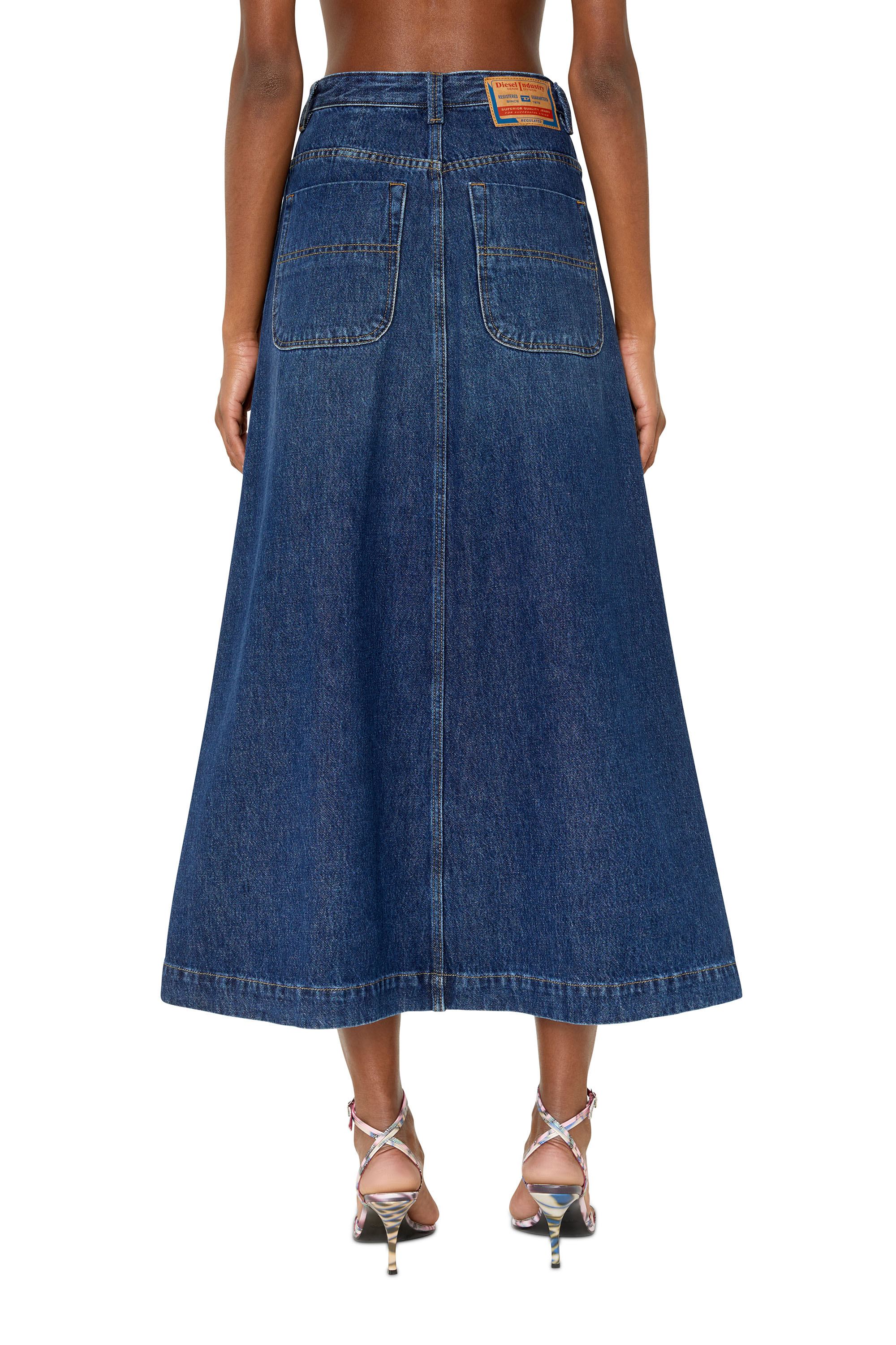 Diesel - DE-ALBUS-L A-LINE LONG SKIRT, Dark Blue - Image 4
