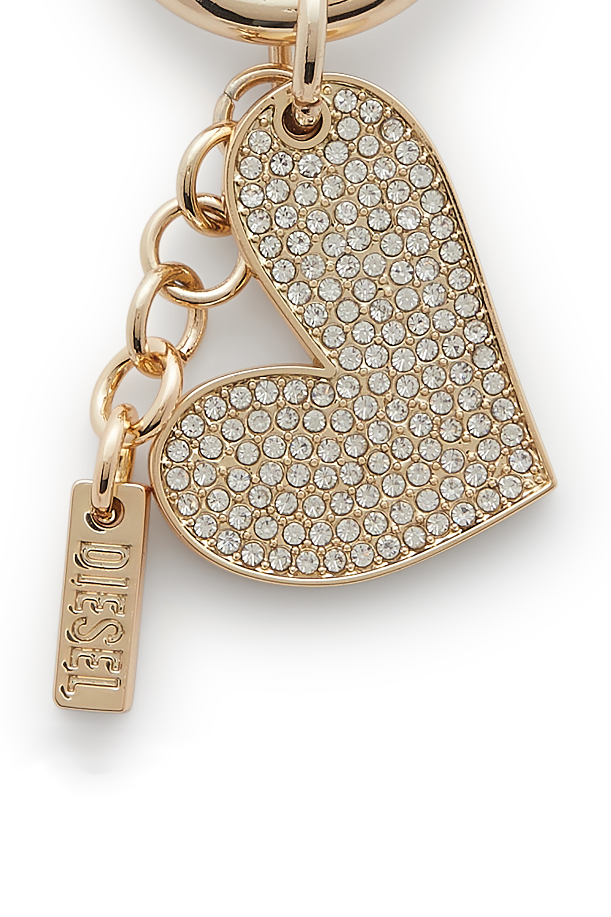 Diesel - CHARM-HEART, Woman's Metal heart charm with rhinestones in Gold - 3