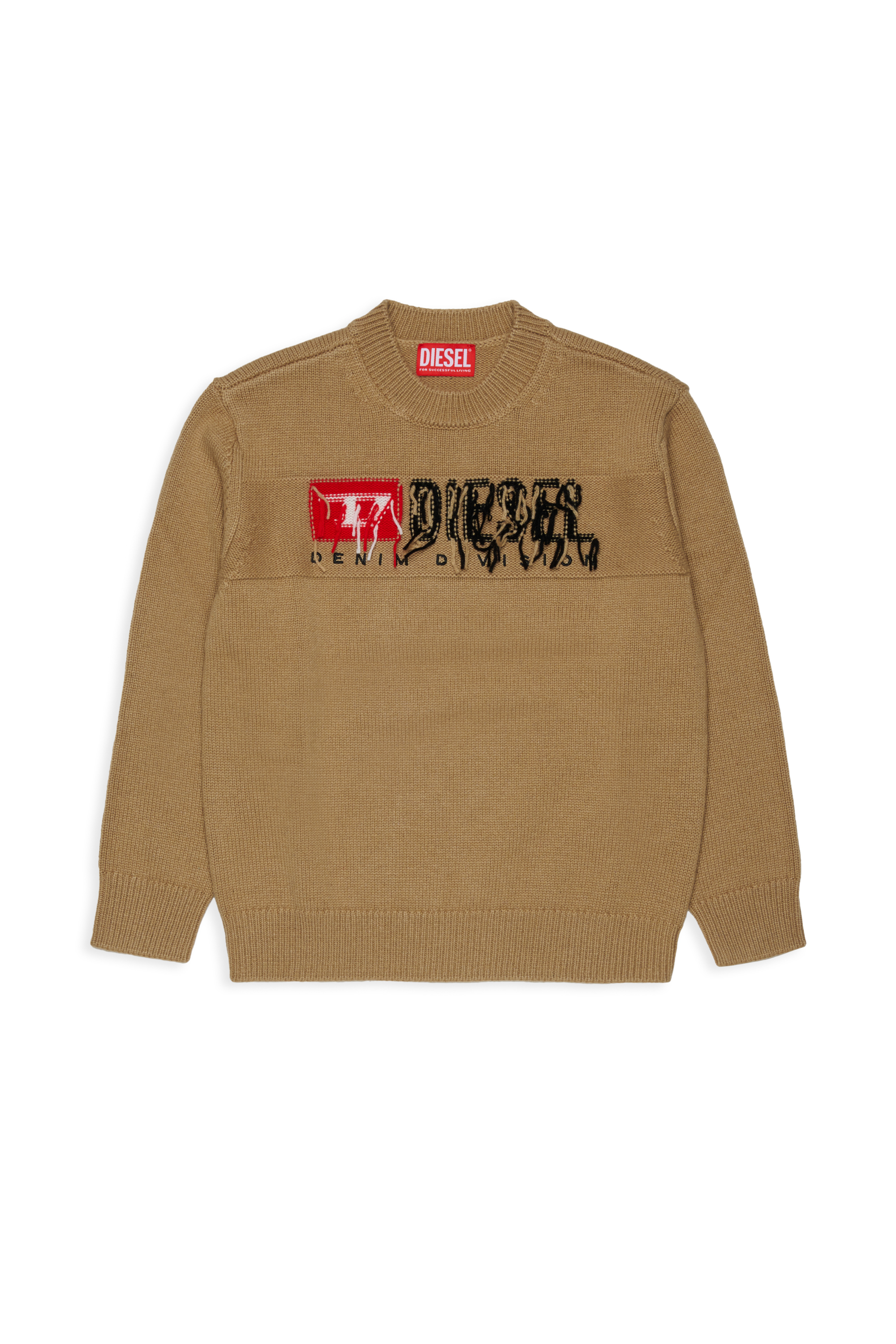 Diesel - KONZI OVER, Man's Cashmere-enriched jumper with destroyed logo in Brown - 1