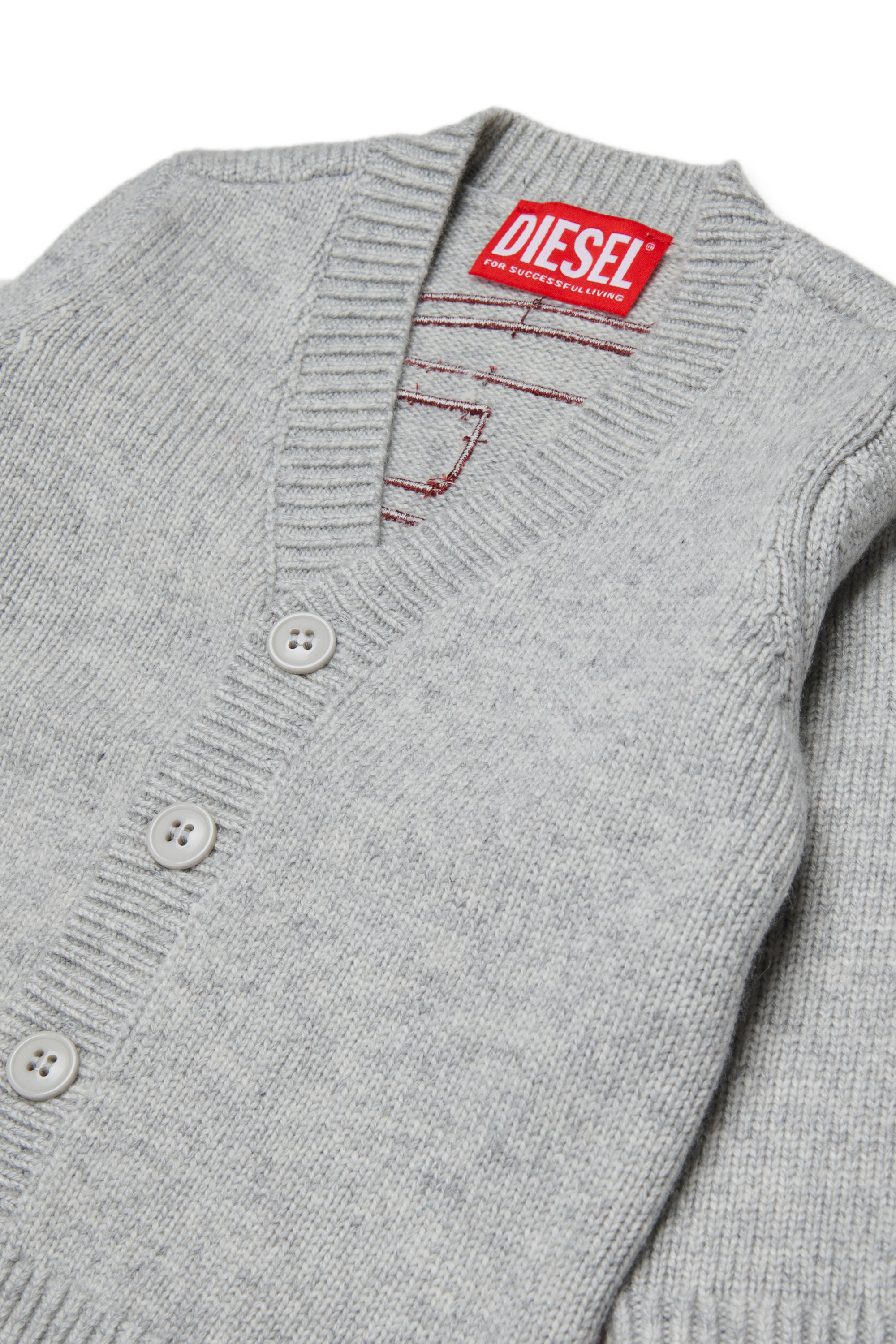 Diesel - KOLYB, Man's Cashmere-enriched cardigan with big Oval D in Grey - 3