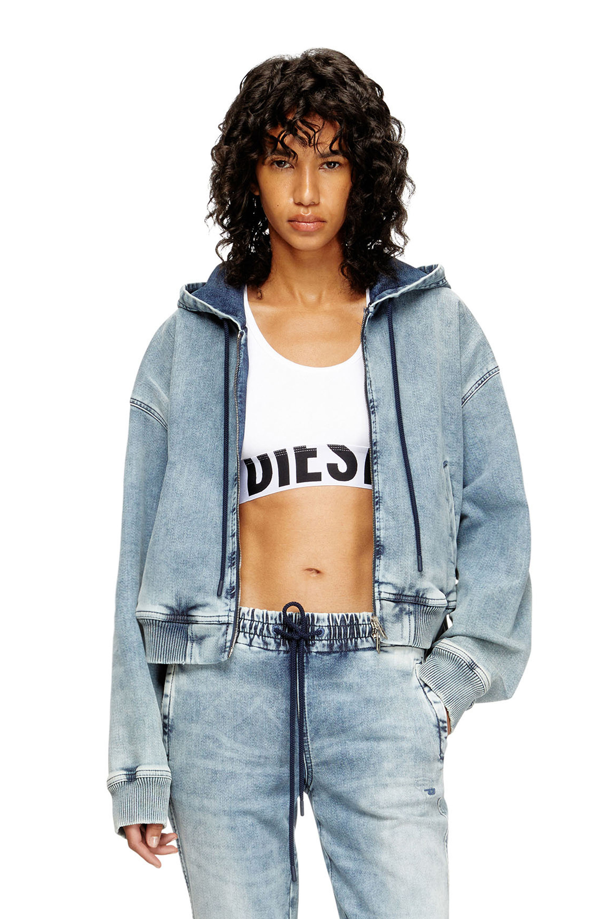 Diesel - UFSB-COTTON-RACE-BRALETTE-XL, Woman's Sports bra with cut-off logo in White - 5