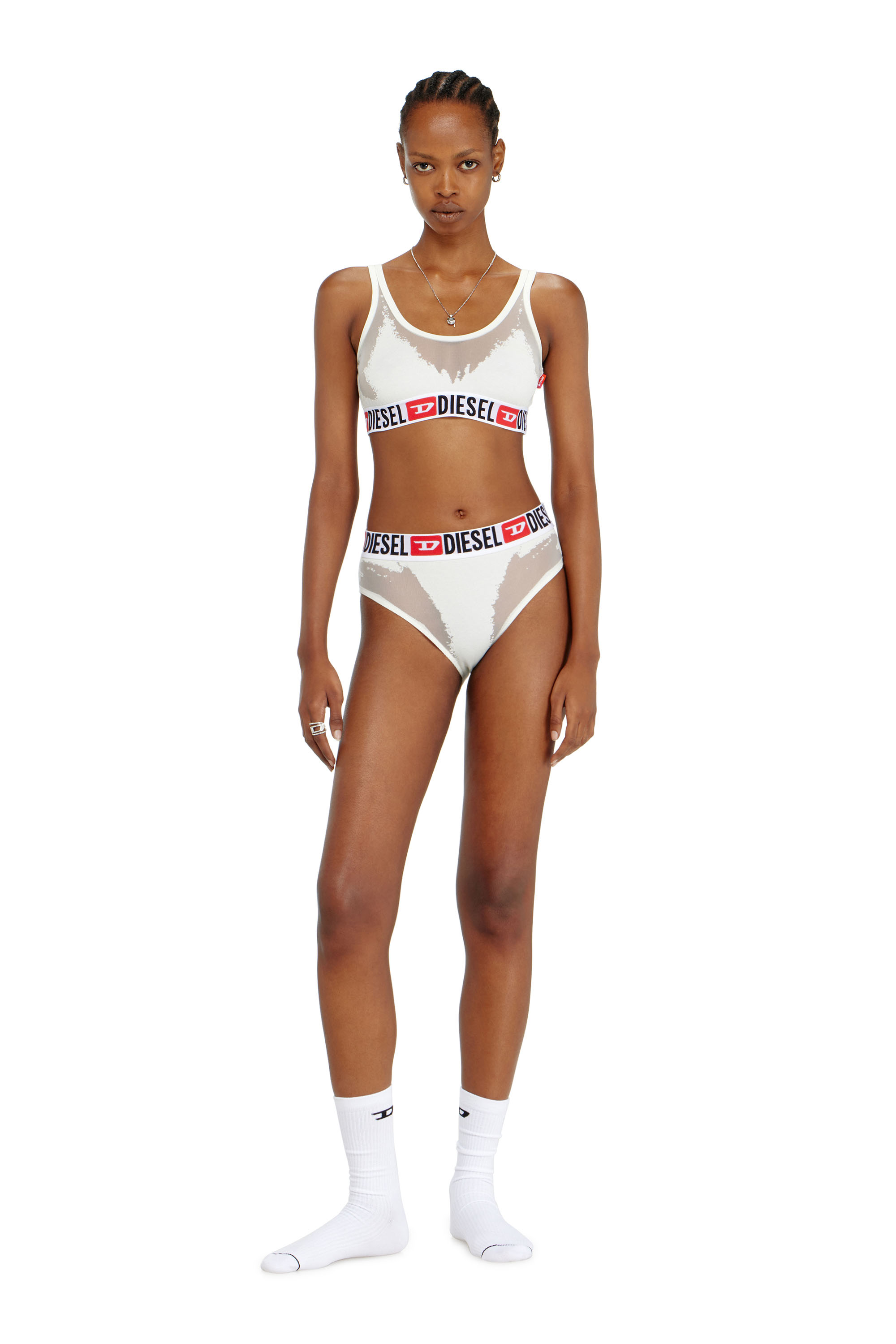 Diesel - PR-ORIBA-D-CORE, Woman's Bralette with sheer devor&eacute; effect in White - 2