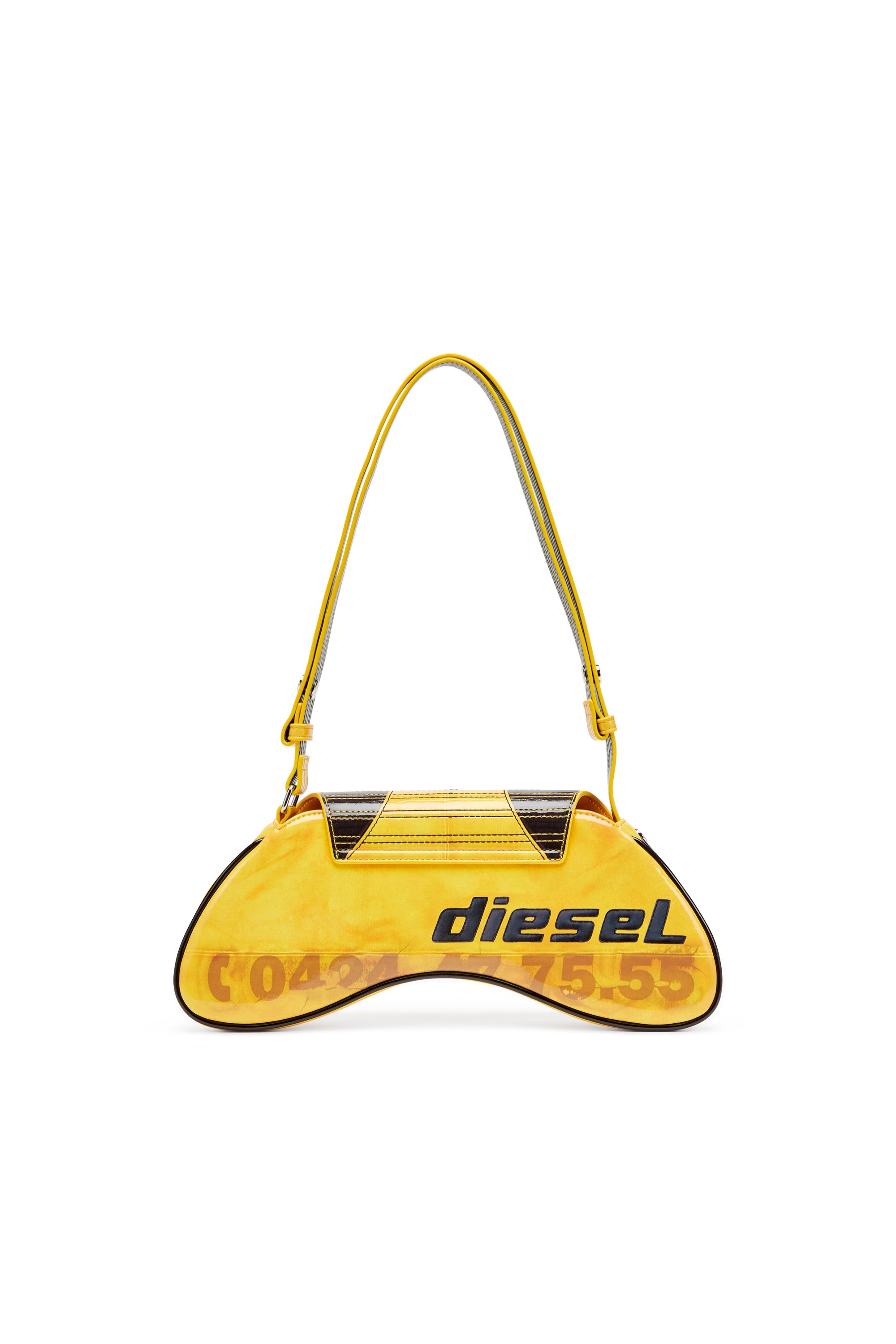 Diesel - PLAY CROSSBODY, Woman's Play-Glossy crossbody bag with biker details in Yellow - 2