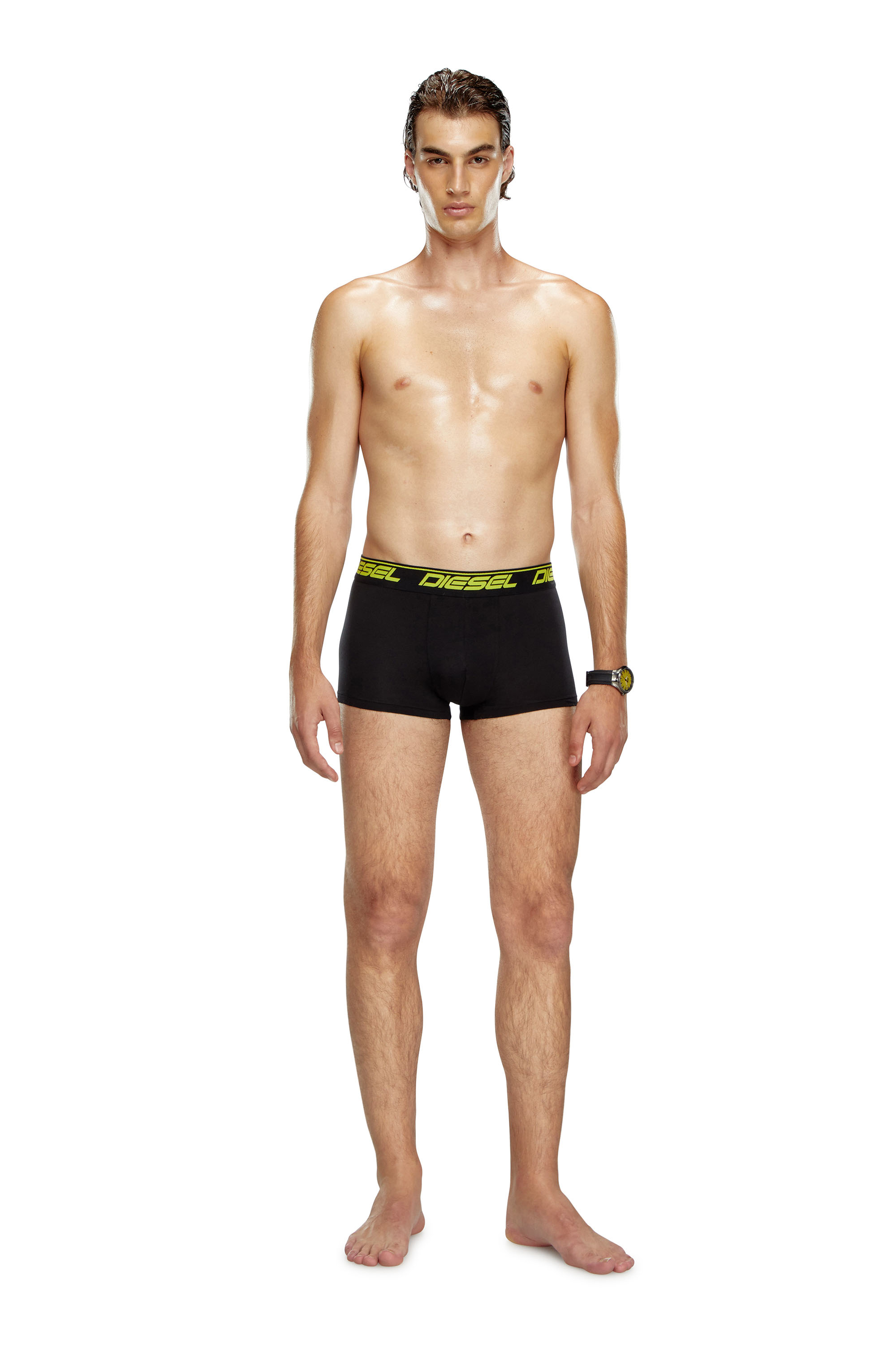 Diesel - UMBX-DAMIENTHREEPACK, Man's Three-pack cloudy-print boxer briefs in Black/Yellow - 4