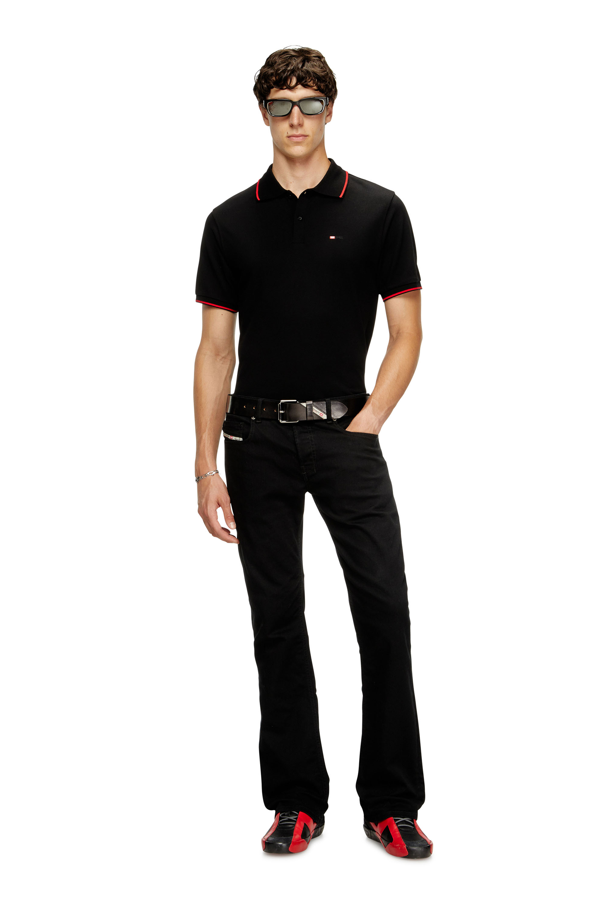 Diesel - T-FERRY-MICRODIV, Man's Polo shirt with micro Diesel embroidery in Black - 1