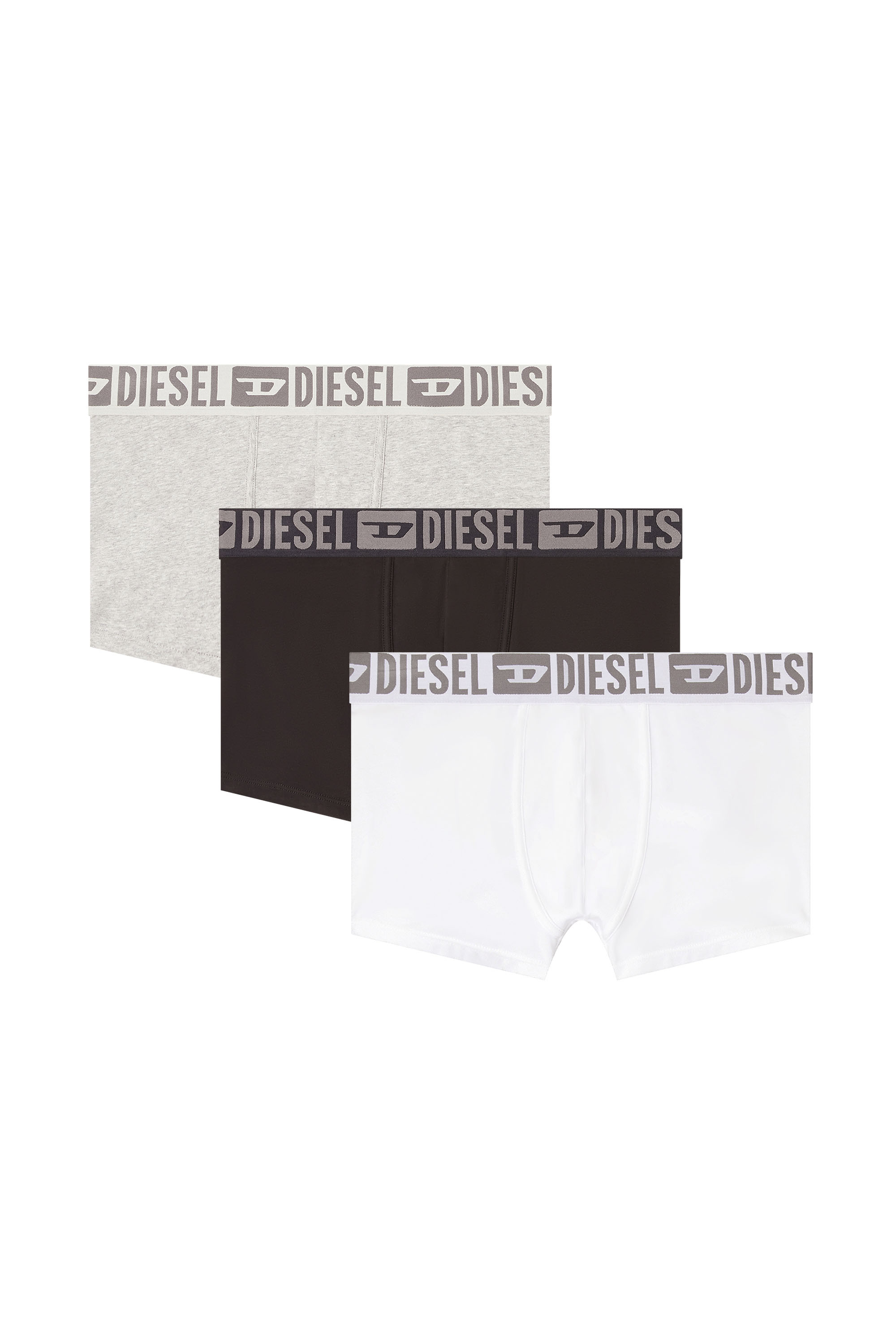 Diesel - MIKE-D-CORE-3PACK, Man's 3-pack of stretch cotton boxers with tonal waistband in White/Black - 1