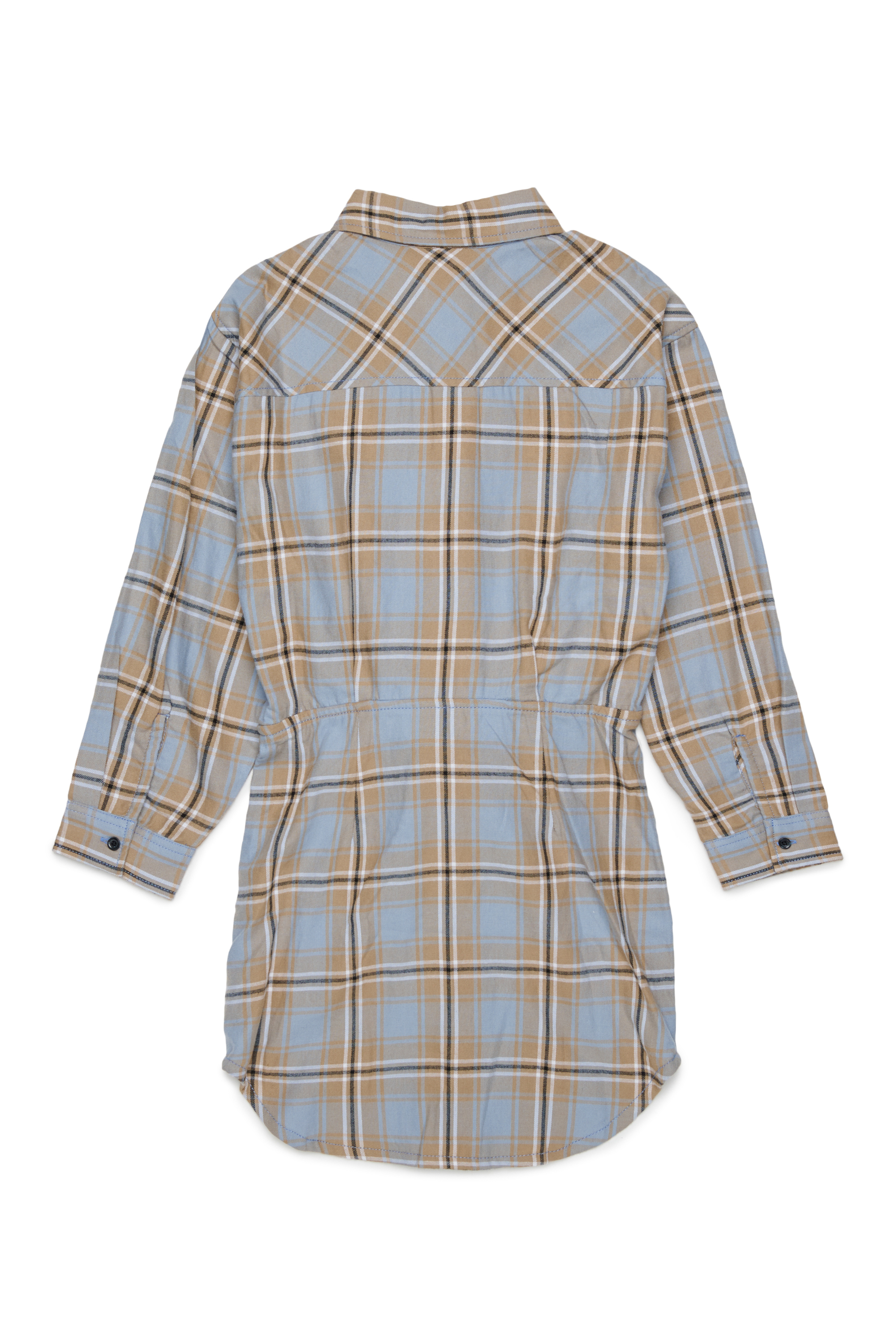 Diesel - DESUSANIS, Woman's Check-cotton shirt dress with tie-knot waist in Blue/Orange - 2