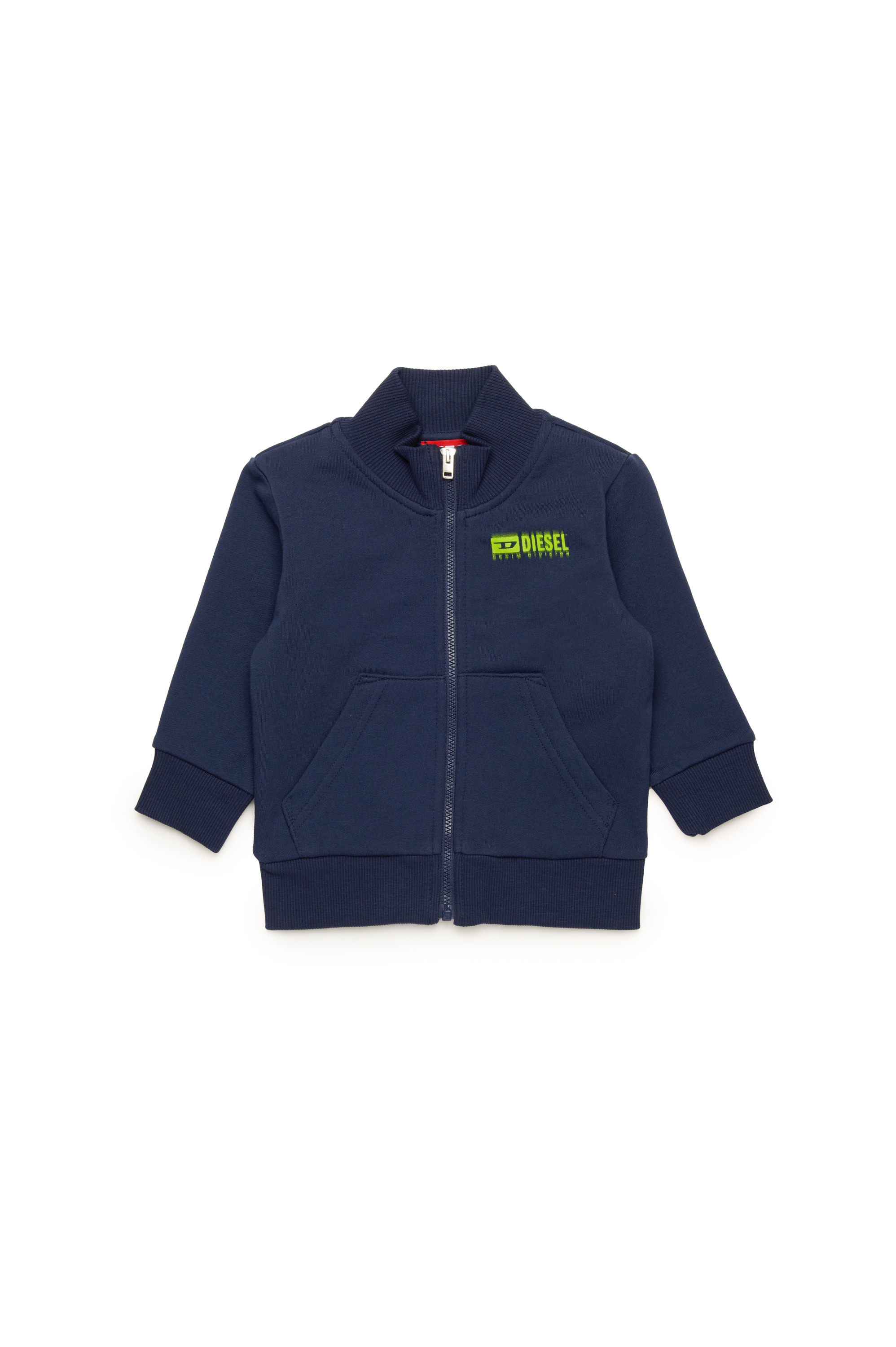 Diesel - SVOUGZIPSYB, Unisex's Zip-up sweatshirt with d&eacute;grad&eacute; logo in Dark Blue - 1