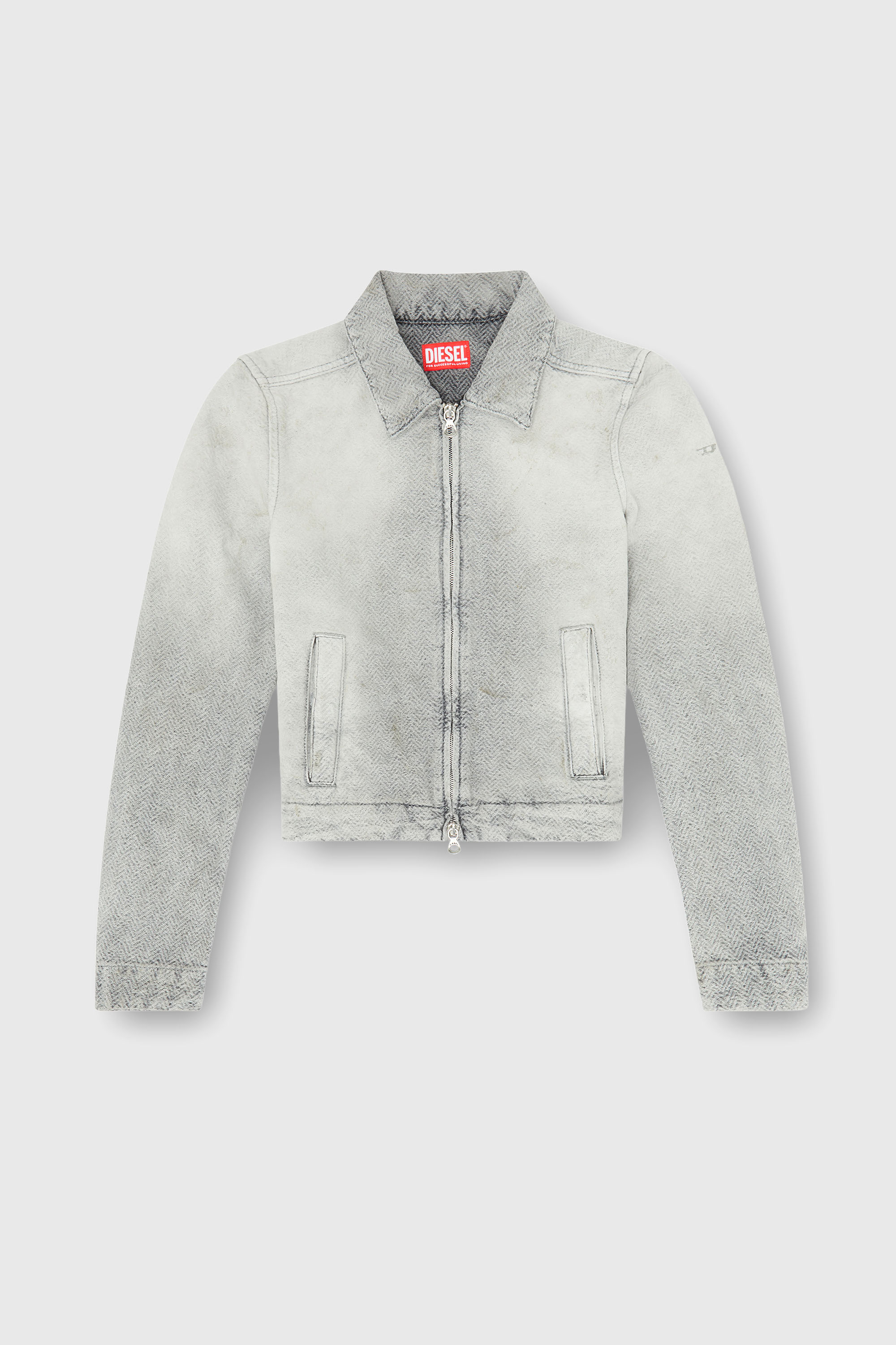 Diesel - DE-CORB, Woman's Jacket in distressed herringbone denim in Grey - 2