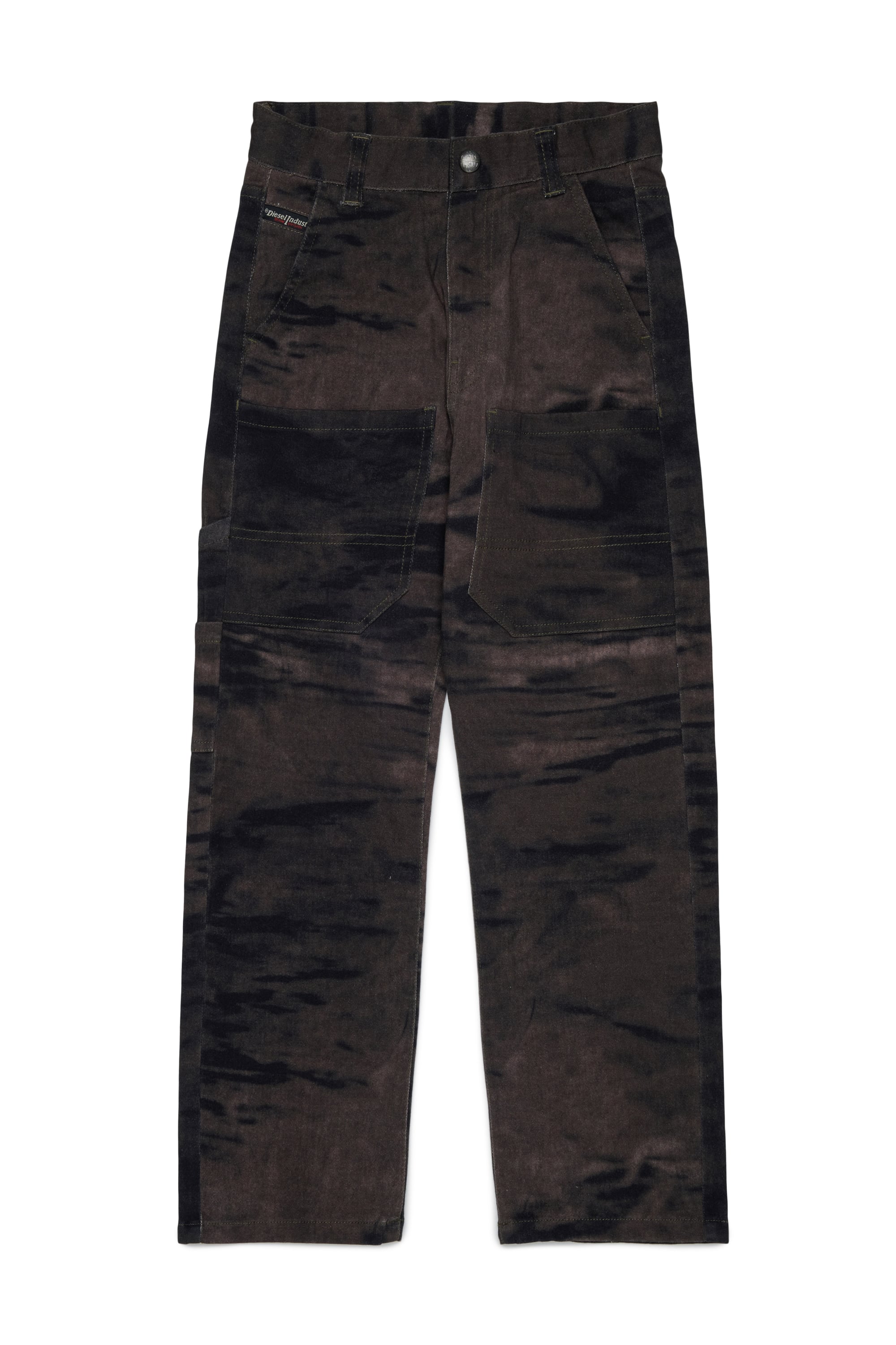 Diesel - PJAKE, Man's Cotton pants in stretch cotton with streaky effect in Green - 1