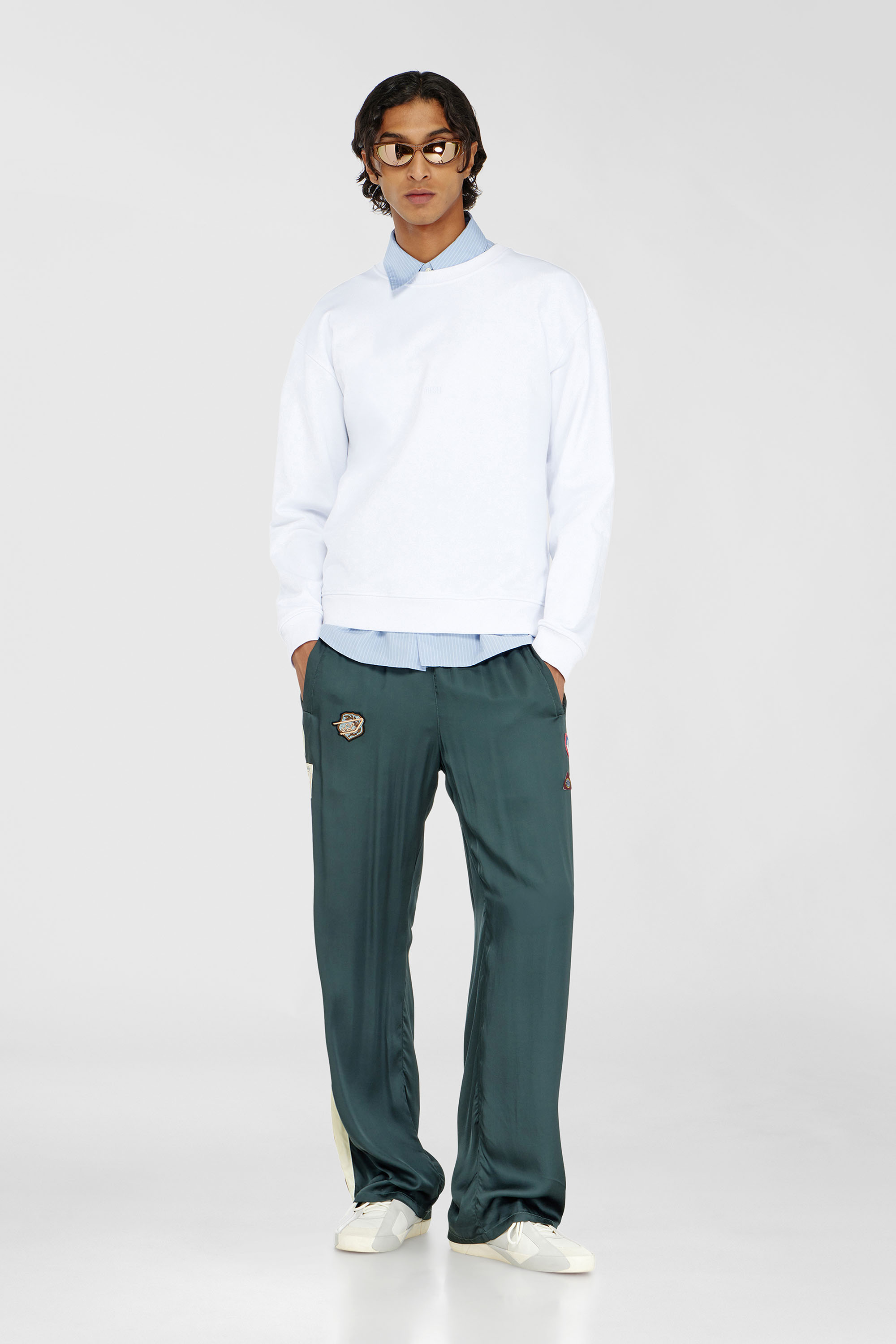 Cotton sweatshirt with micro logo embroidery