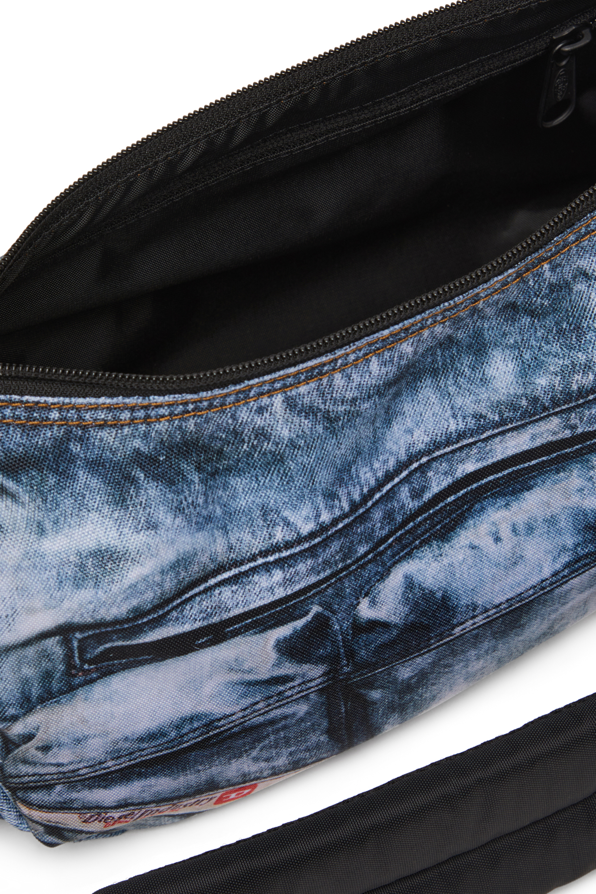 Diesel - DIESEL SHOULDER BAG, Unisex's Multipocket bag in trompe l'oeil denim in Blue - 3