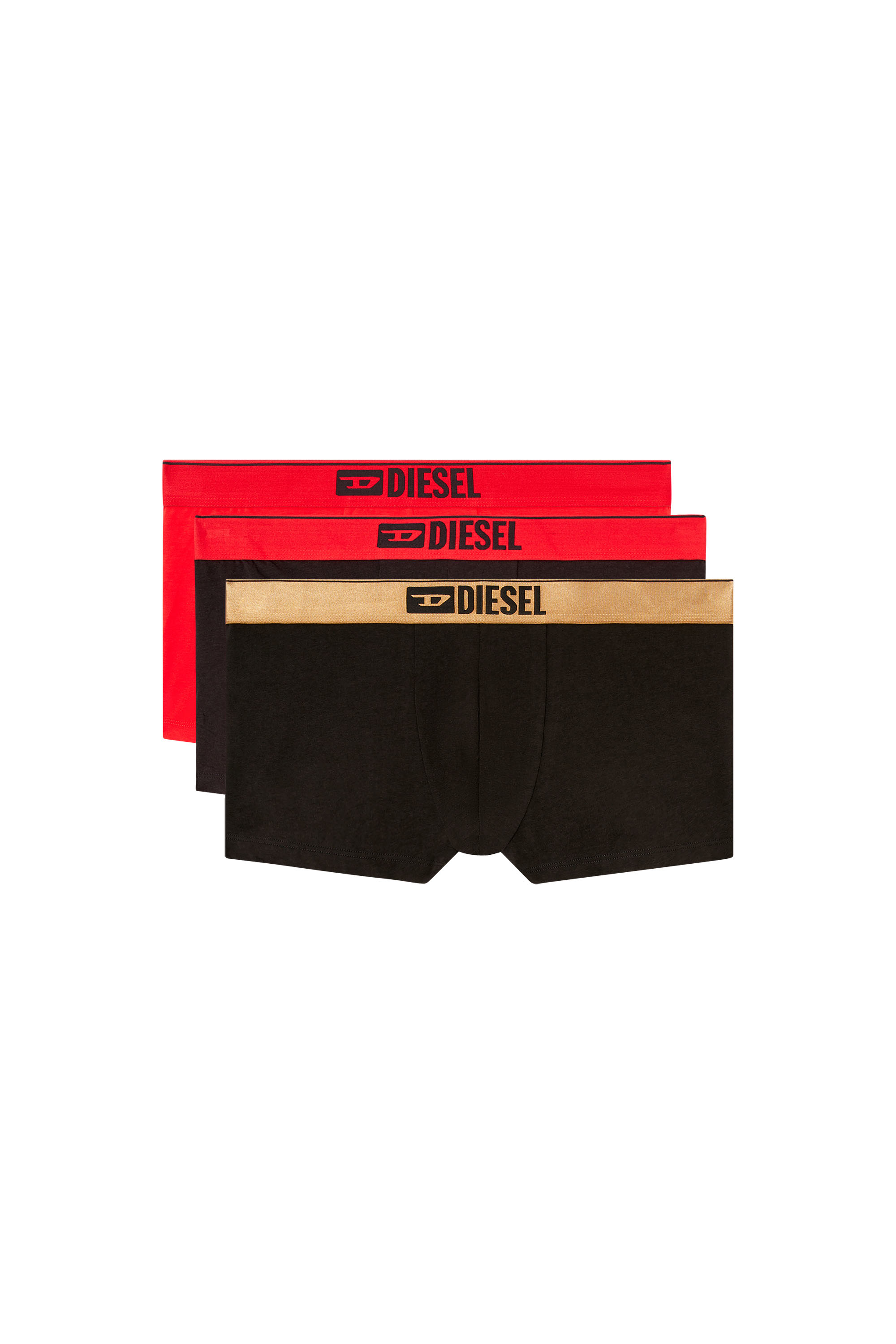 Diesel - DAMIEN-GFT-3PACK, Man's Three-pack metallic boxer briefs in Black/Red - 1