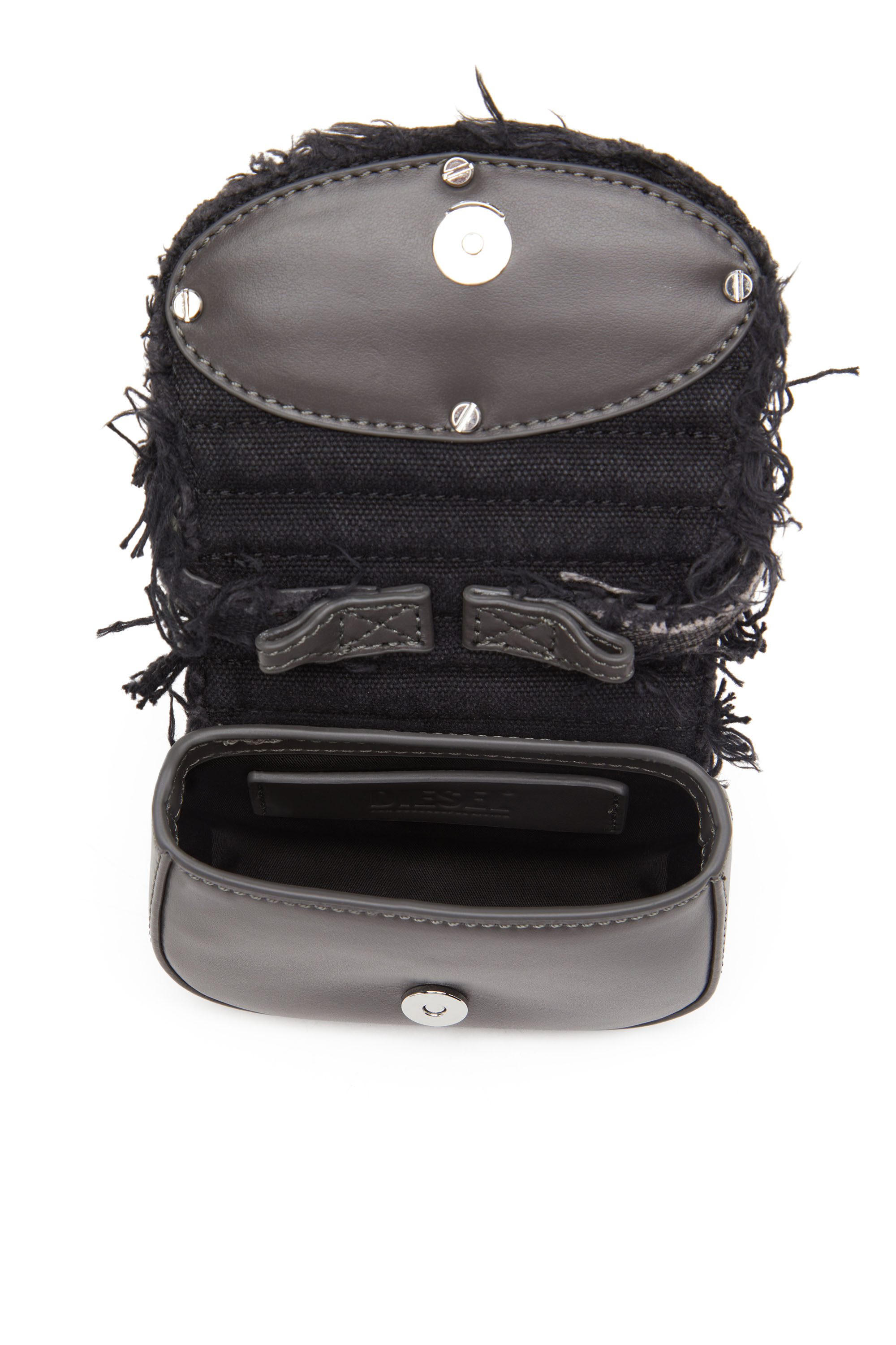 Diesel - 1DR XS, Woman's 1DR XS - Iconic mini bag in canvas and crystals in Black - 4