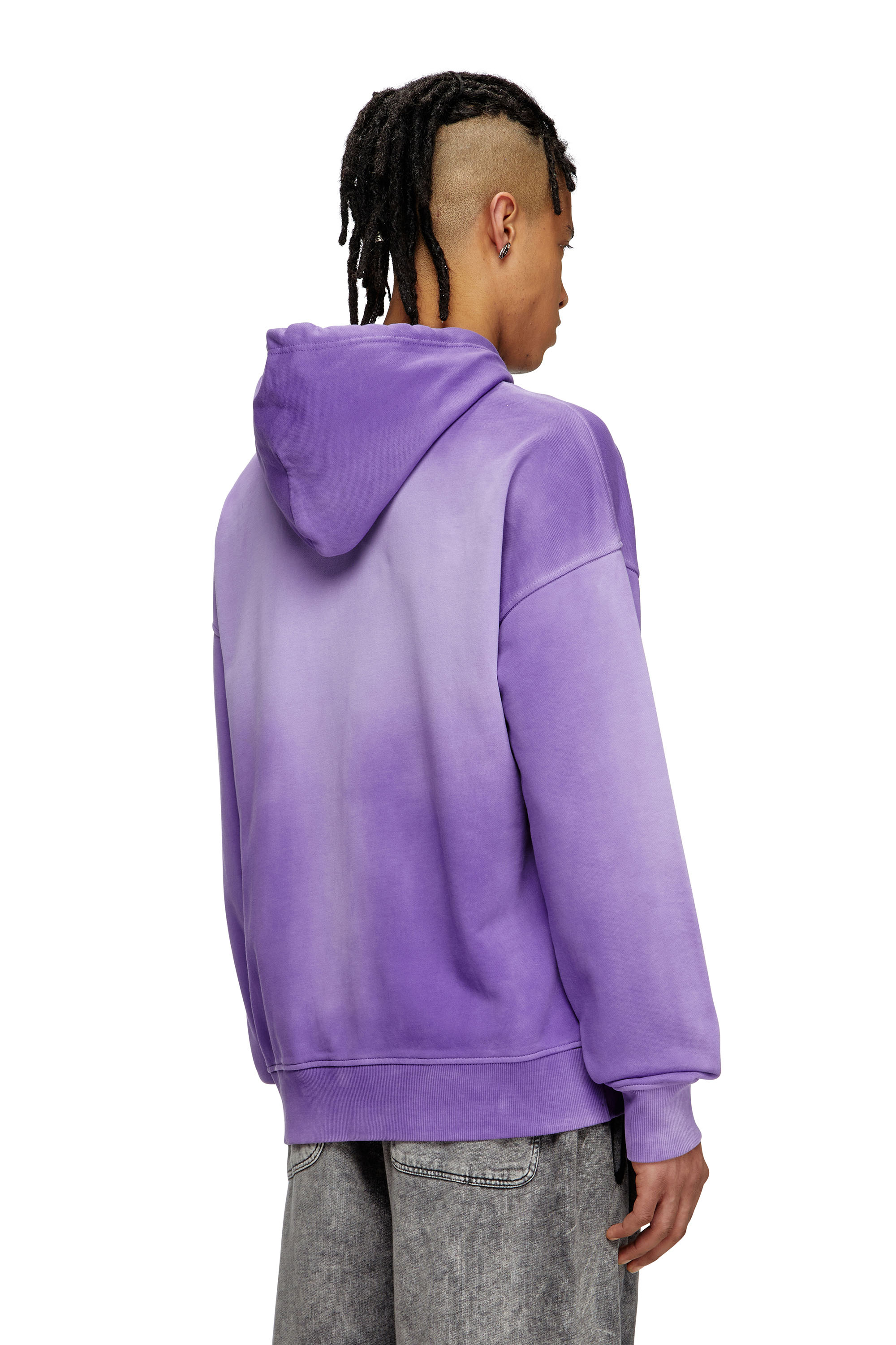 Diesel - S-ROB-HOOD-R2, Man's Faded hoodie with micro-logo embroidery in Violet - 4