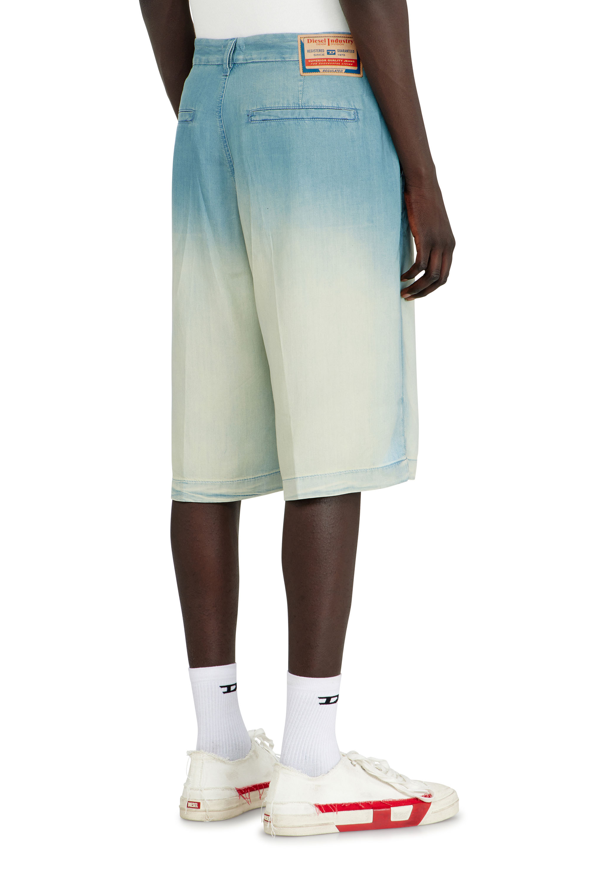 Diesel - D-TYLOR-SHORT-S, Man's Shorts in fluid overdyed denim in Light Blue - 3