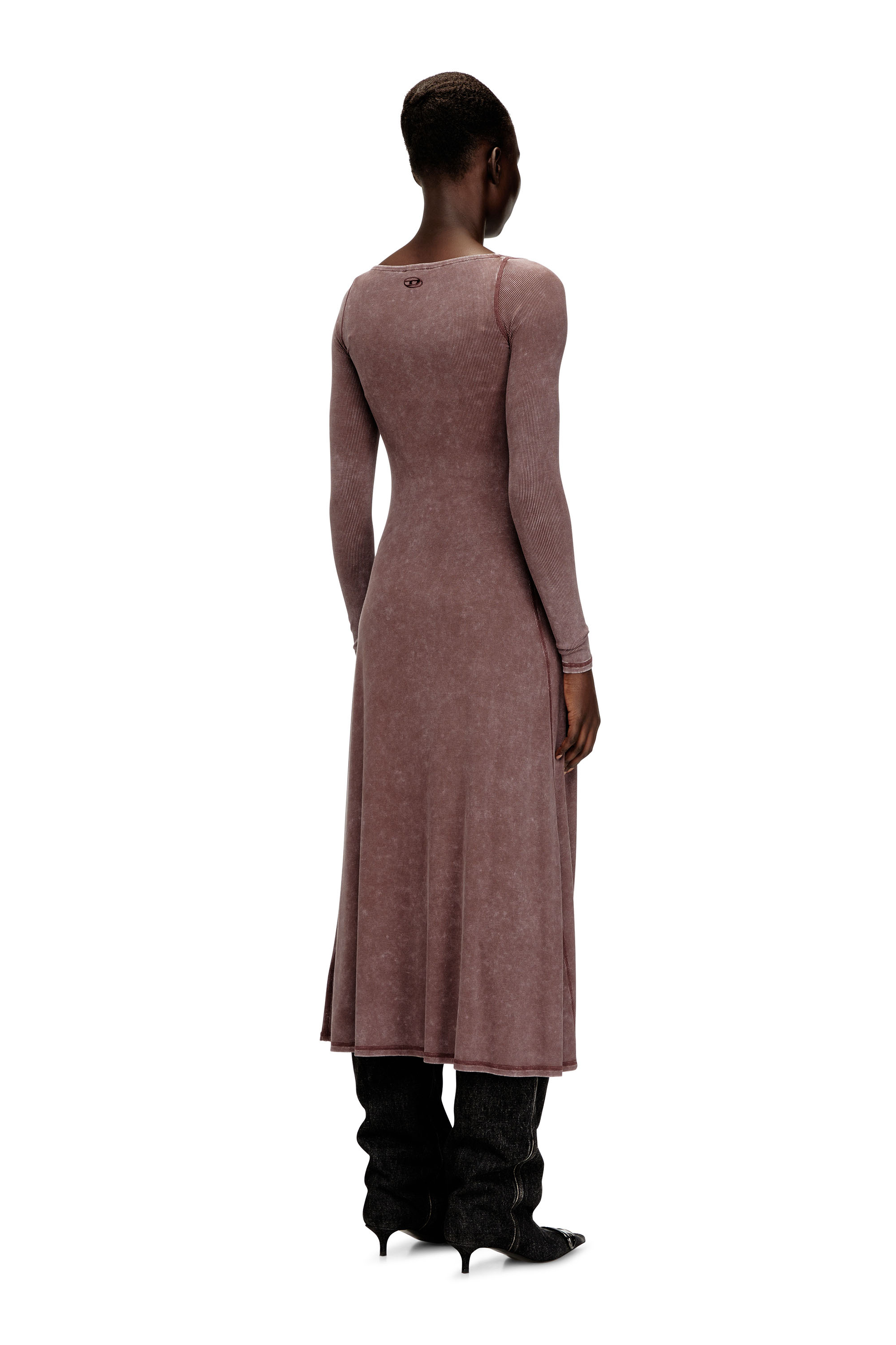 Diesel - D-LEY, Woman's Midi dress in faded ribbed jersey in null - 4