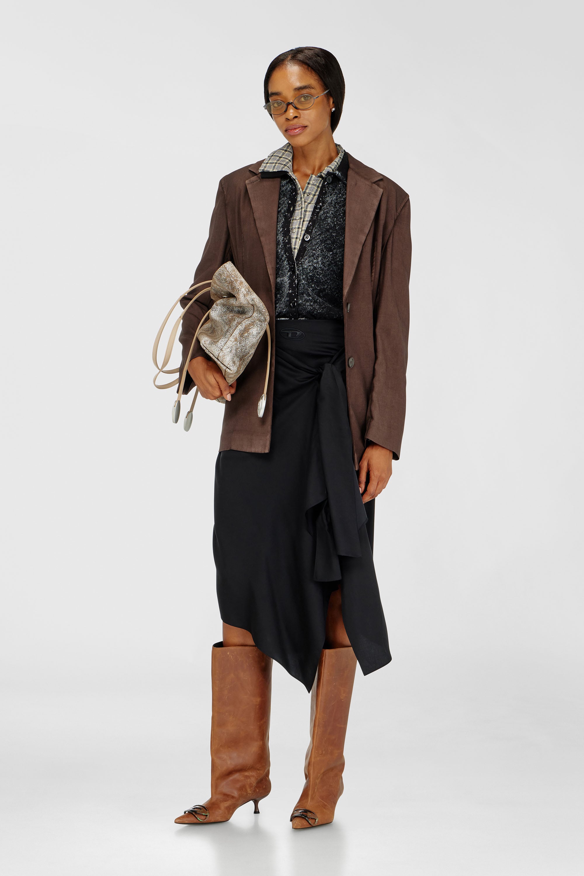 Skirt in fluid cupro with front knot