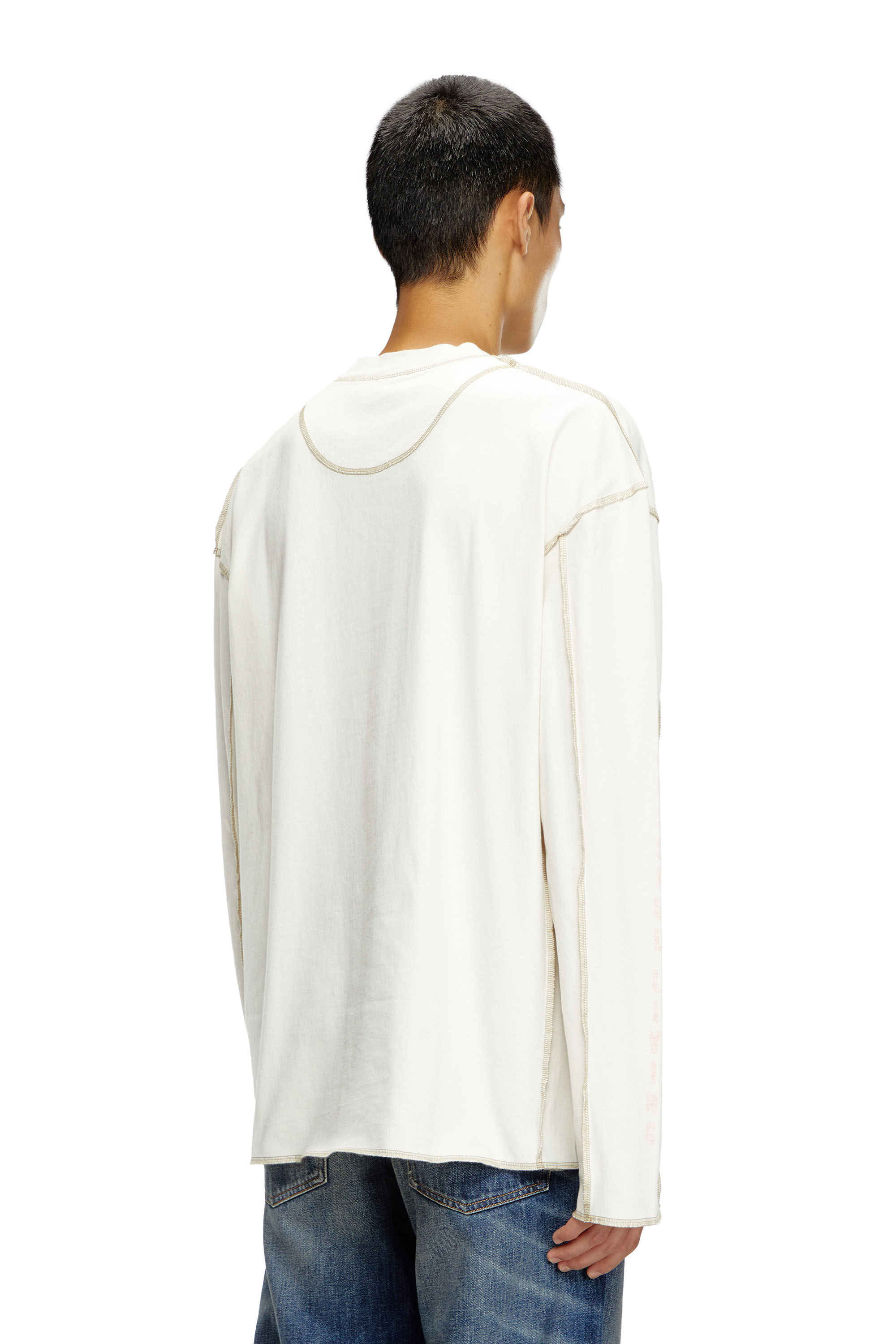 Diesel - T-CRAOR-LS, Man's Long-sleeve T-shirt with inside-out effect in White - 4