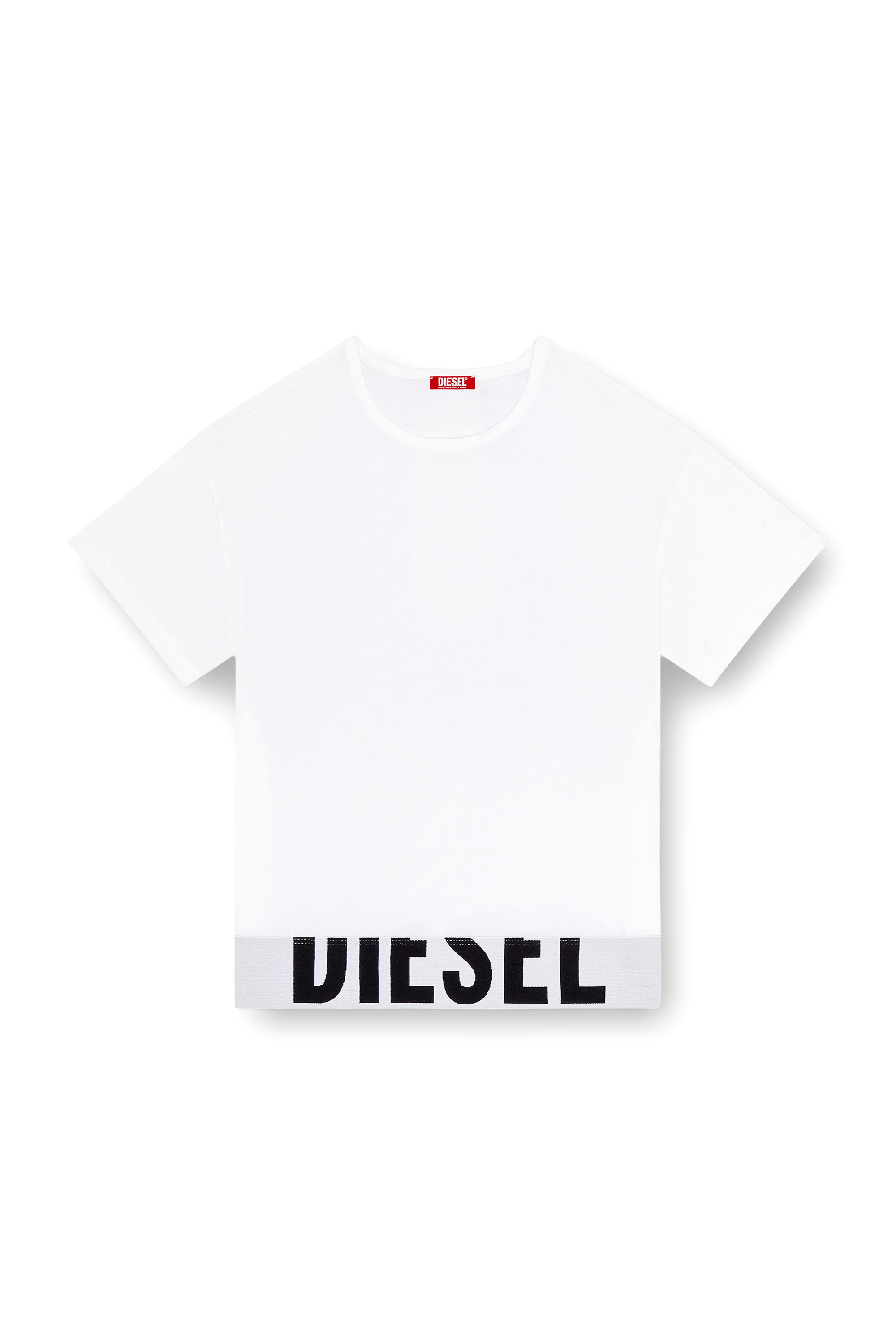 Diesel - UFTEE-SPORT-CROPPED-T-SHIRT, Woman's Sporty cropped top with logo band in White - 2