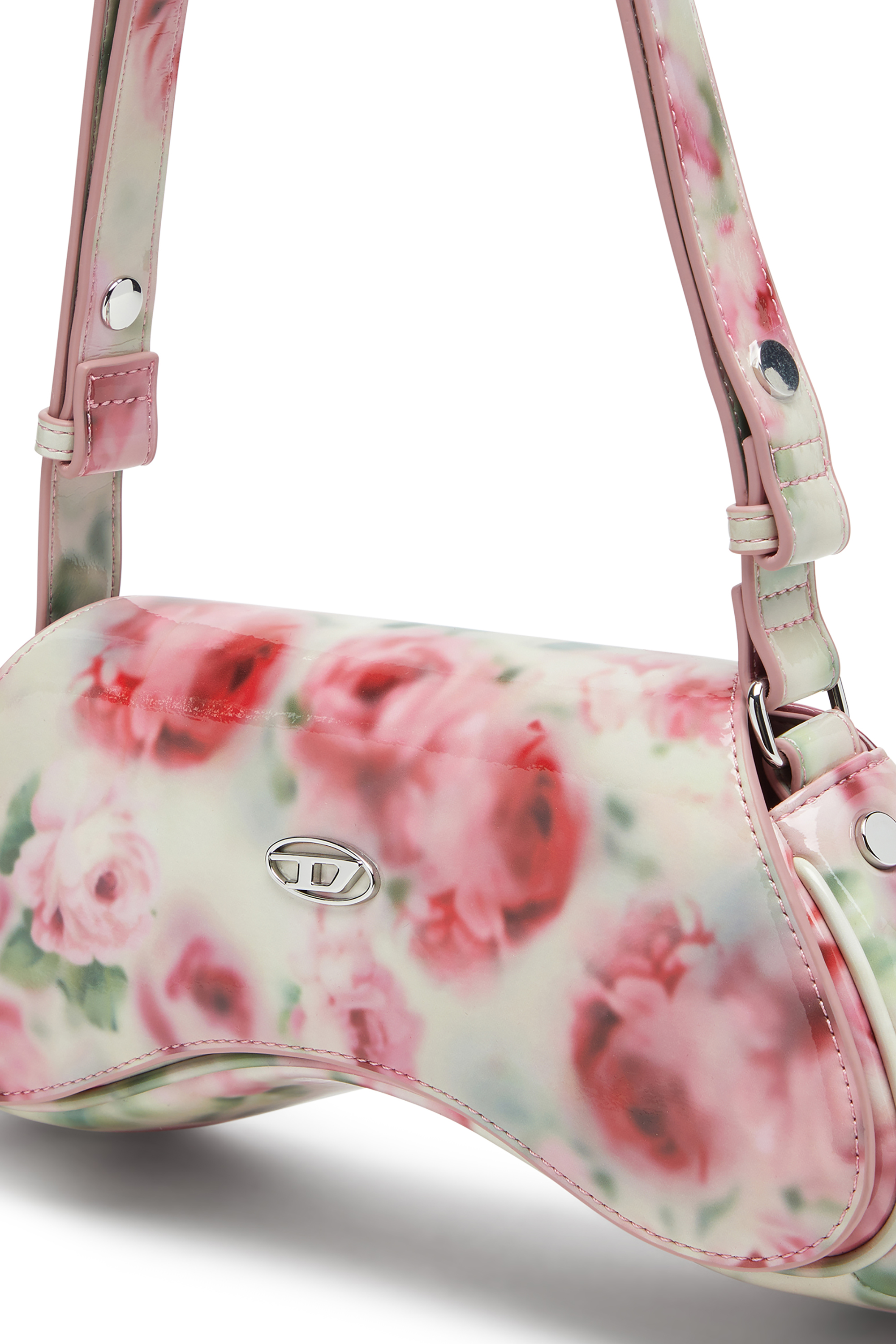 Diesel - PLAY CROSSBODY, Woman's Play-Shoulder bag in printed glossy PU in White/Pink - 5