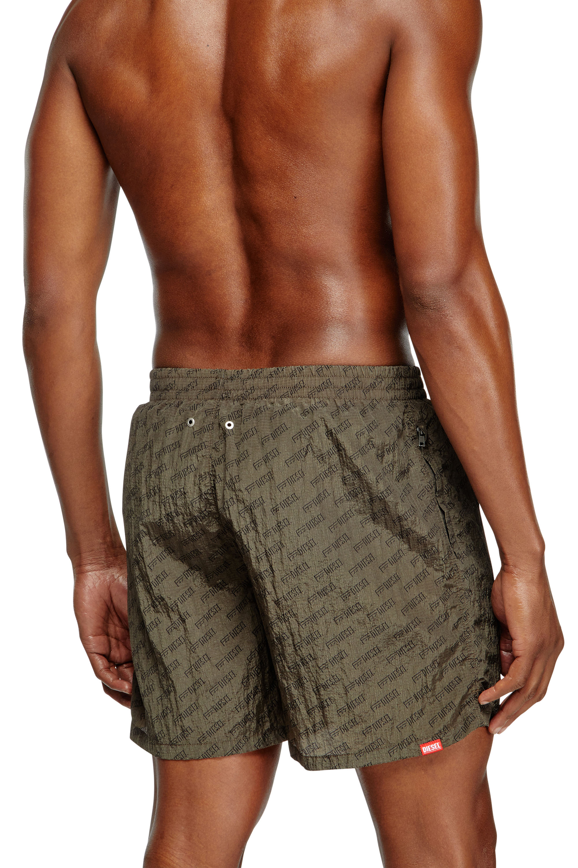 Diesel - DANIEL-41-MONO-UTLT, Man's Mid-length swim shorts with all-over logo in Brown - 3