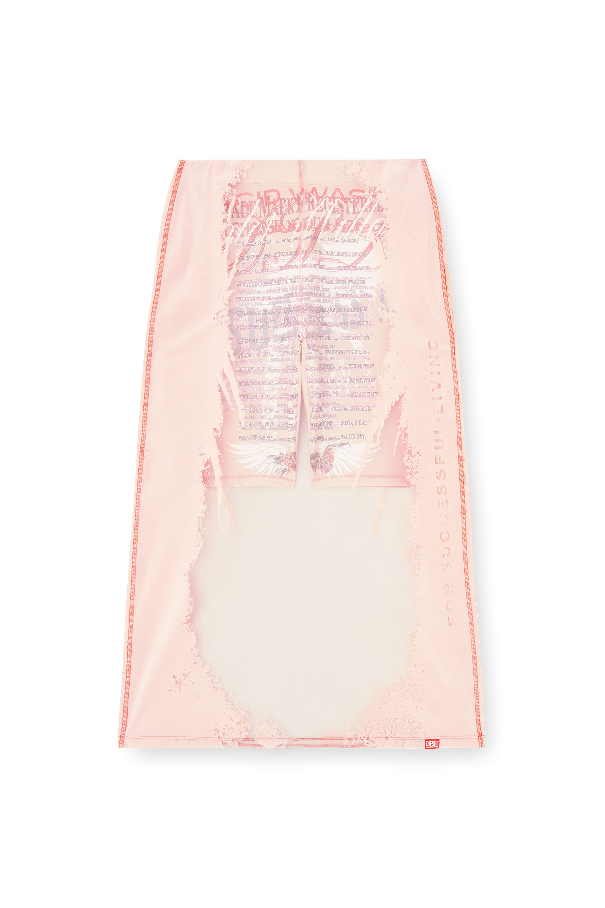 O-LYAC, Face Powder Diesel - O-LYAC, Woman's Layered midi skirt with lyrics print in Face Powder - 2