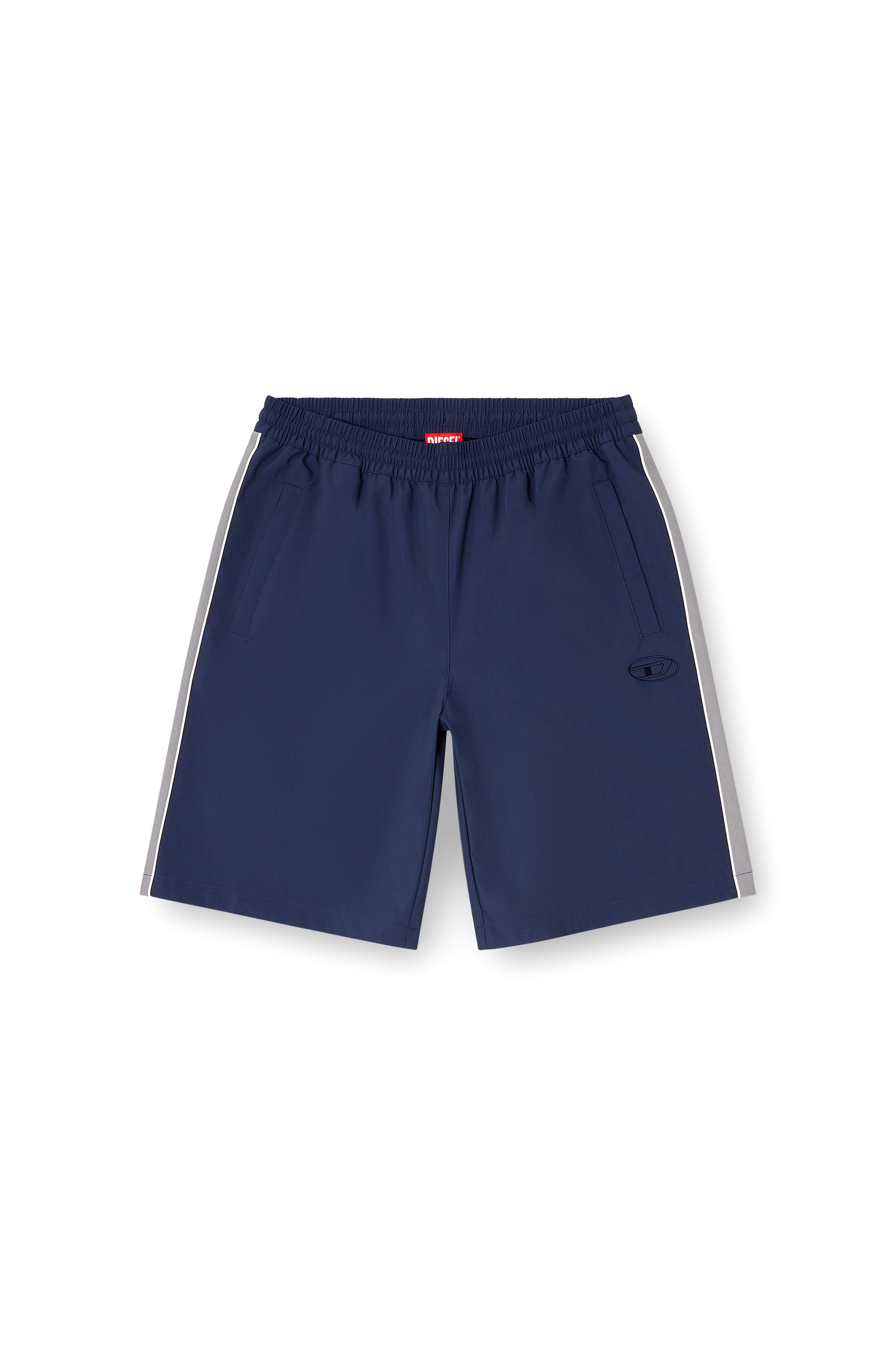 Diesel - P-HIVES-SHORT-DGAM, Man's Nylon shorts with contrast piping in Blue - 3