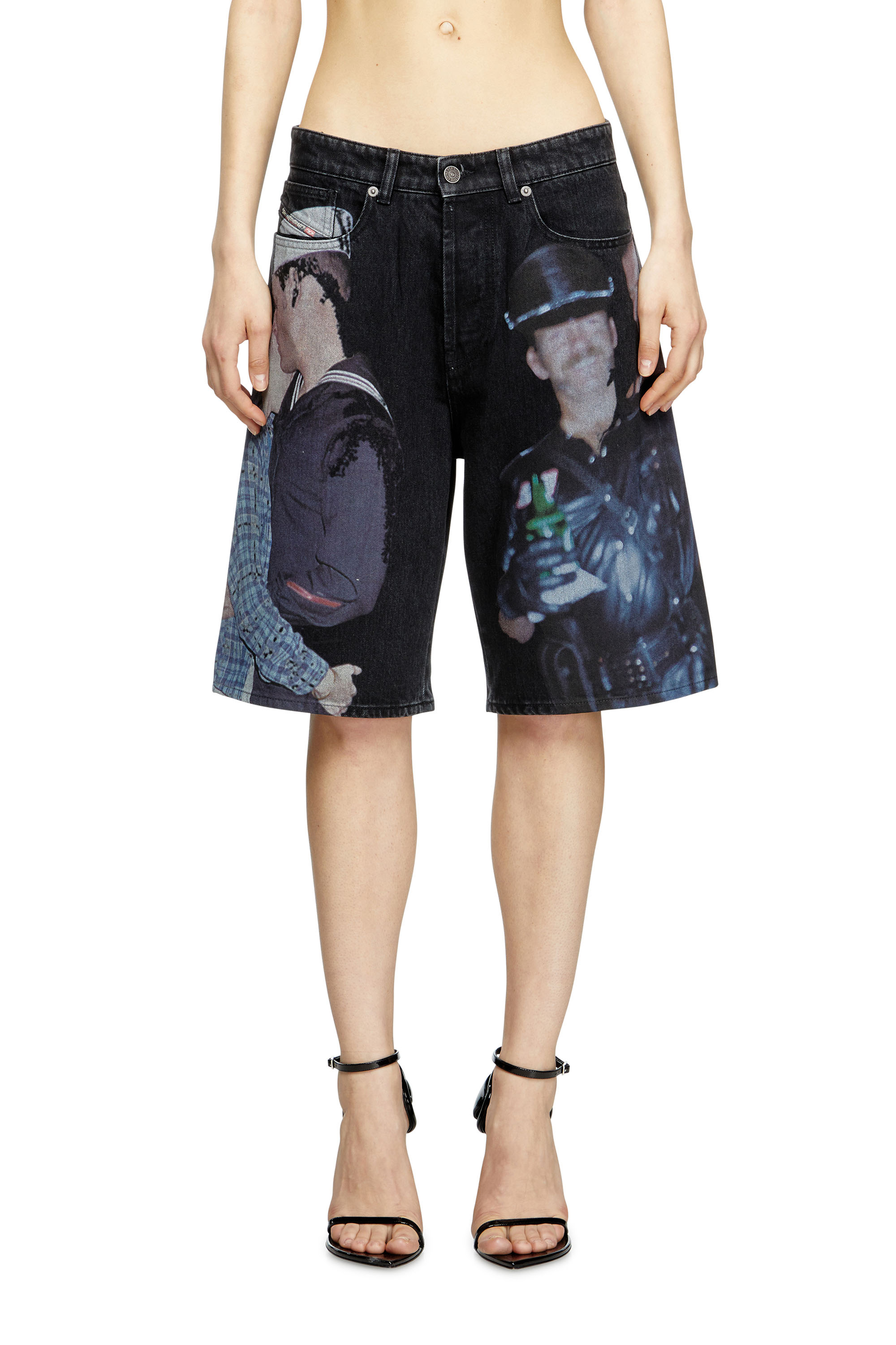 Diesel - PR-D-RIXFORD-S, Unisex's Denim shorts with multicolour print in Black - 4