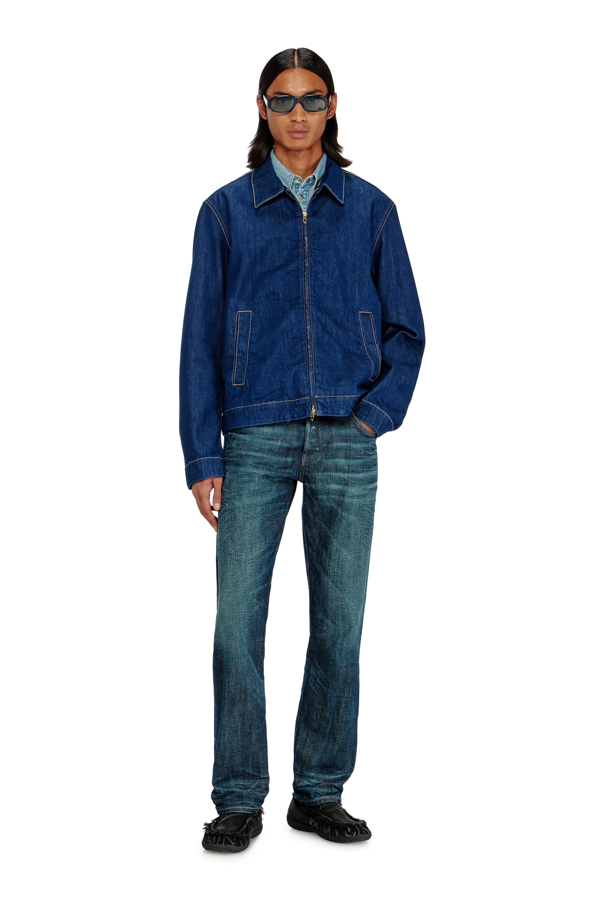 Diesel - D-ROHE, Man's Coach jacket in rinse denim in Medium blue - 2