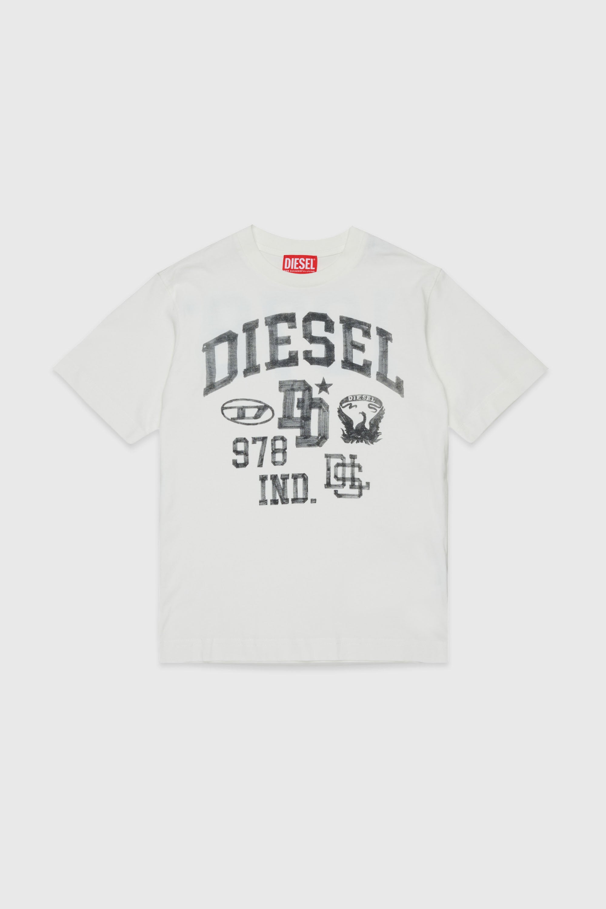 Diesel - TBAND OVER, Man's Cotton T-shirt with varsity graphics in White - 1