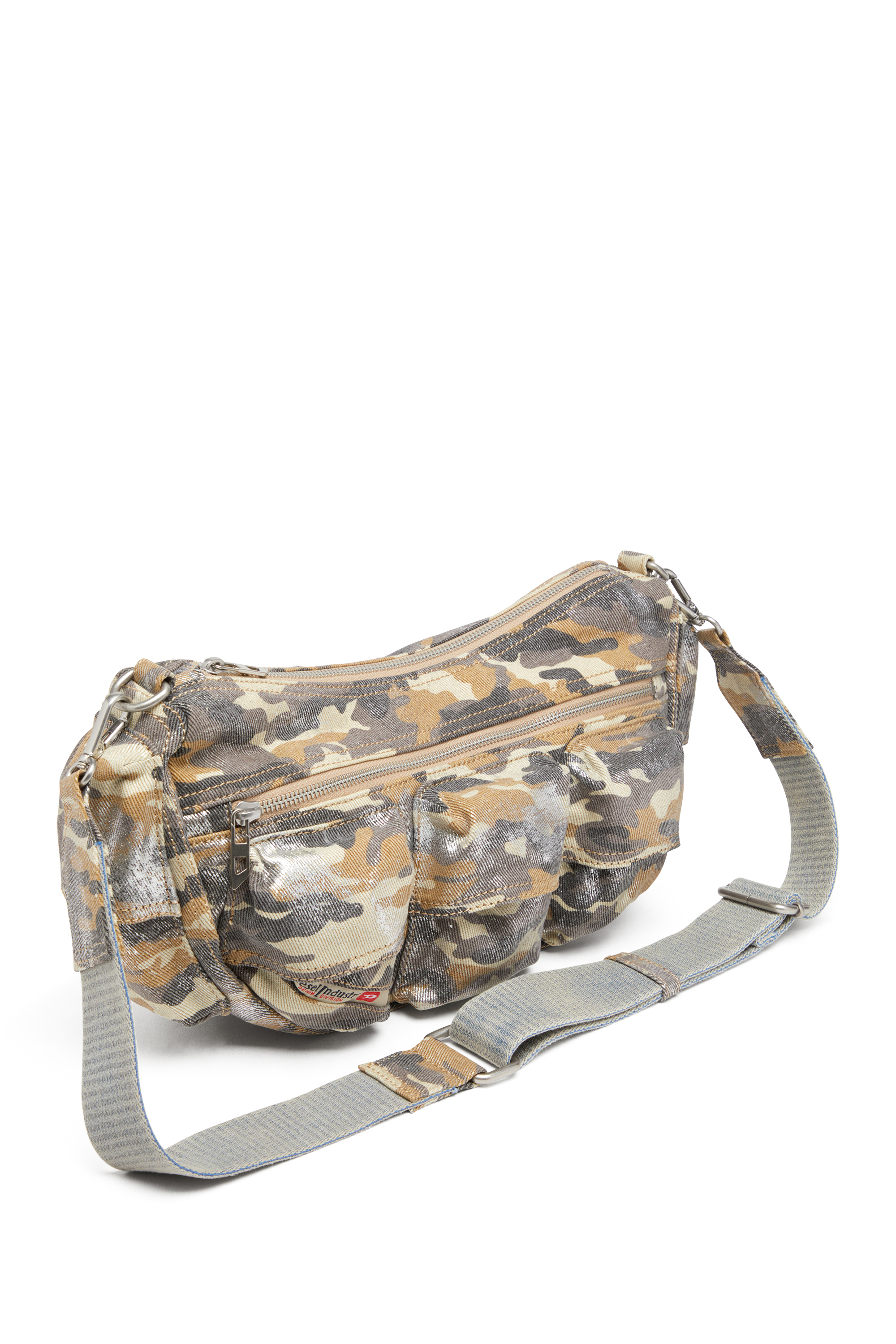 Diesel - MULTI-PKTS SHOULDER BAG X, Woman's Multi-Pkts-Multipocket bag in metallic camo twill in Multicolor/Brown - 5