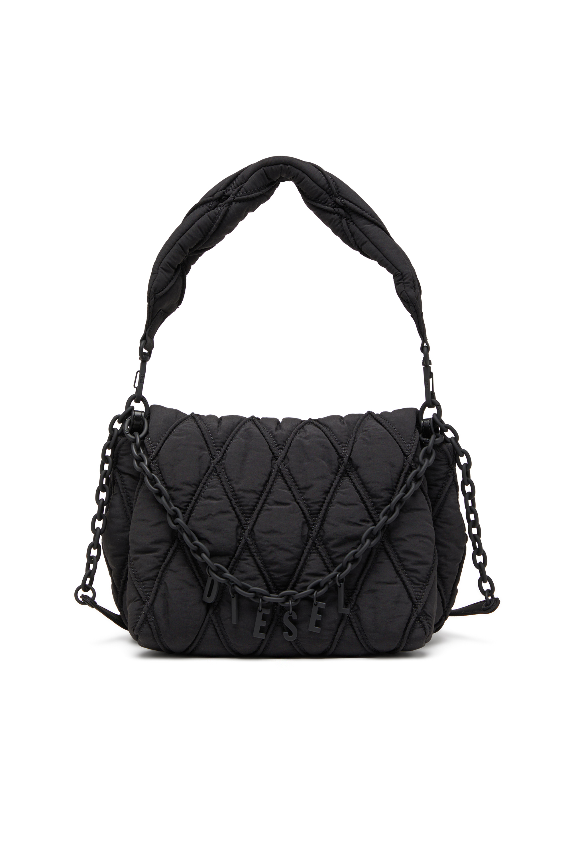 Diesel - CHARM-D SHOULDER M, Woman's Charm-D M-Shoulder bag in quilted nylon in Black - 2