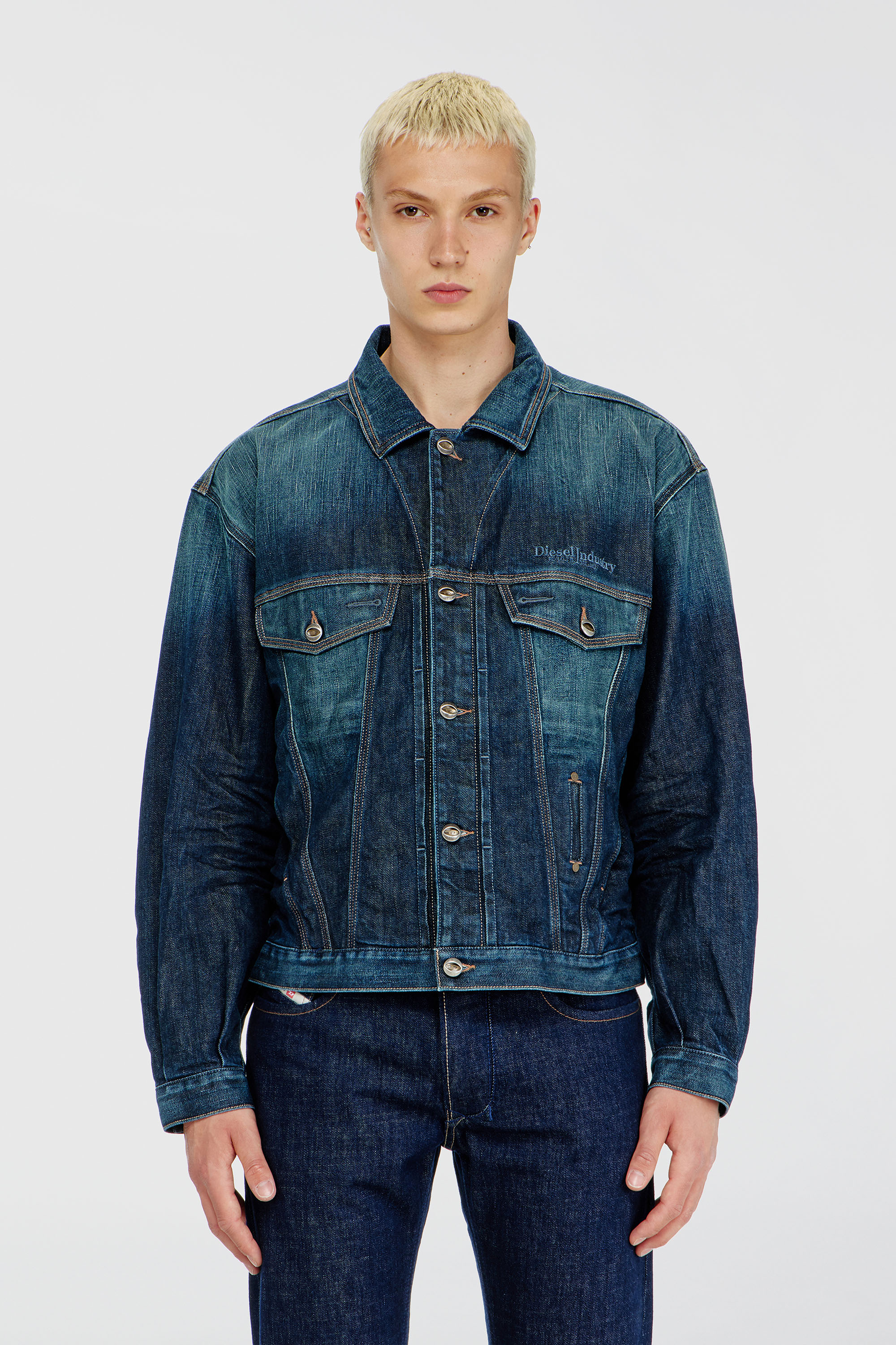 Diesel - D-DENVER-CL, Unisex's Trucker jacket in selvedge denim in Medium blue - 2