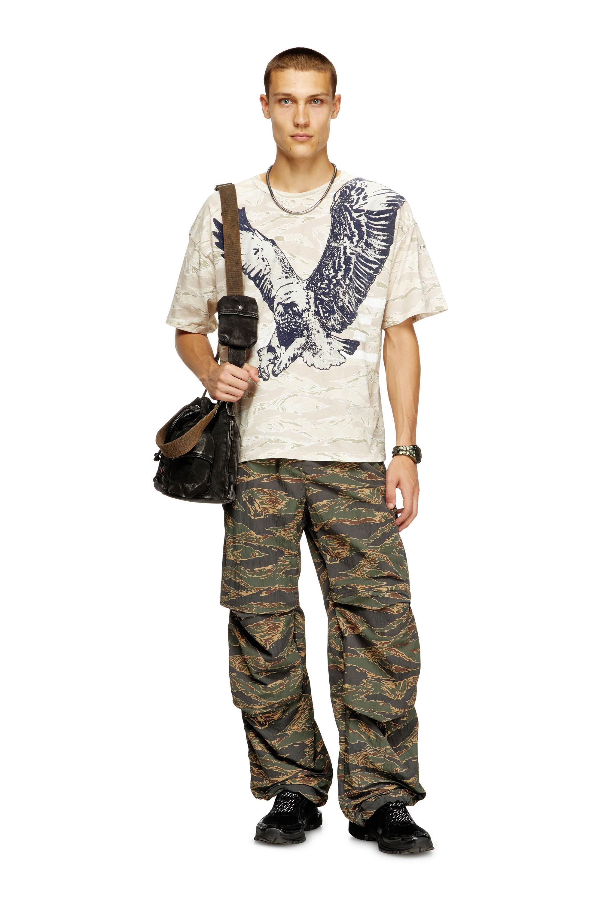 Diesel - T-BOXT-T14, Man's Camo T-shirt with eagle print in Beige - 2